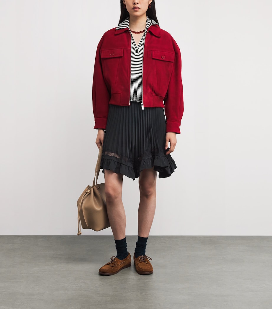 Asymmetric Pleated Mini Skirt BLACK Image 2