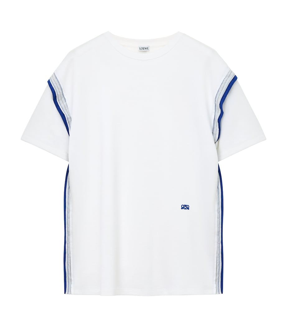 LOEWE Womens Ribbon-Trim T-Shirt White Image 1