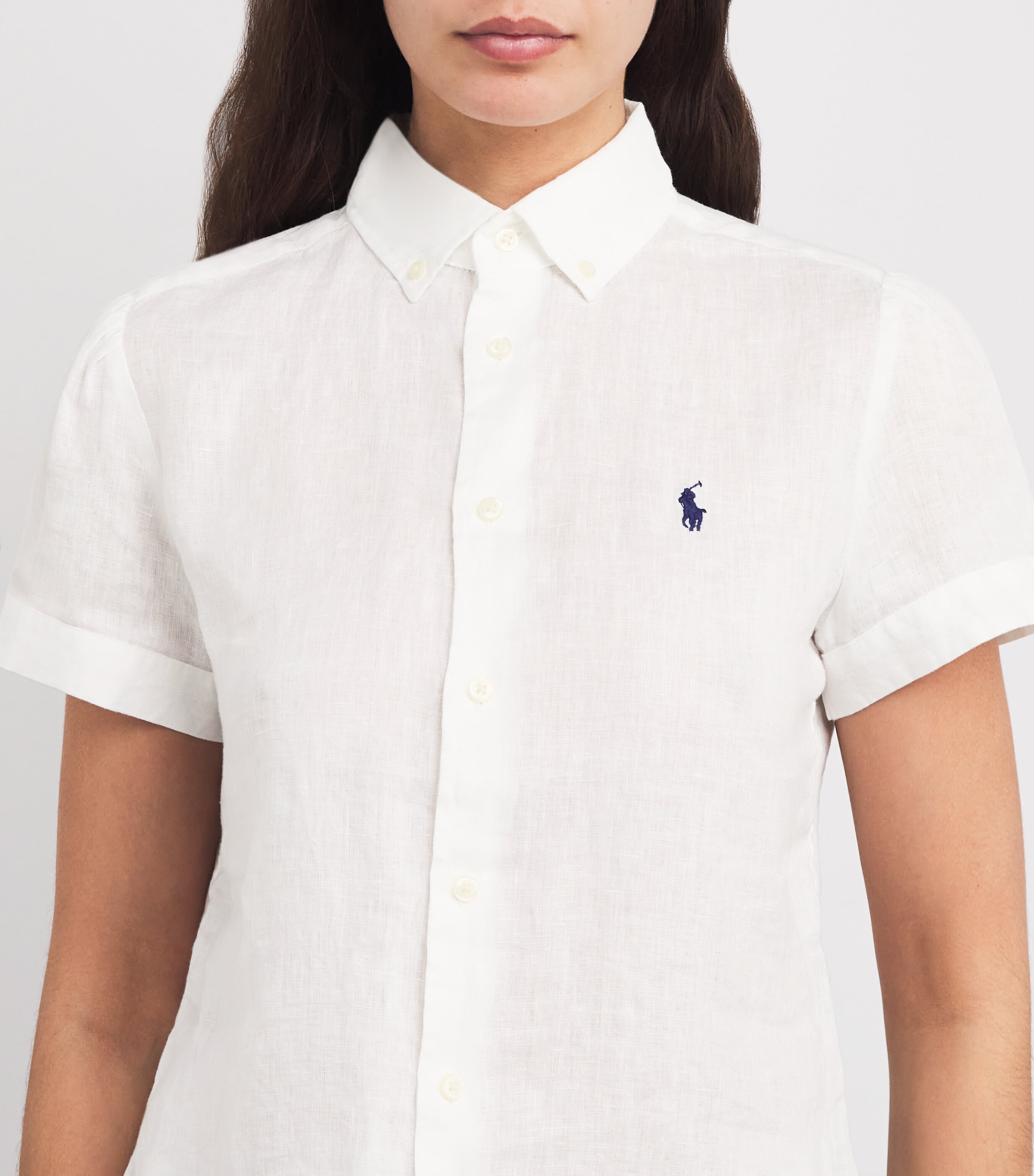 Polo Ralph Lauren Womens Linen Short-Sleeve Shirt White Image 6