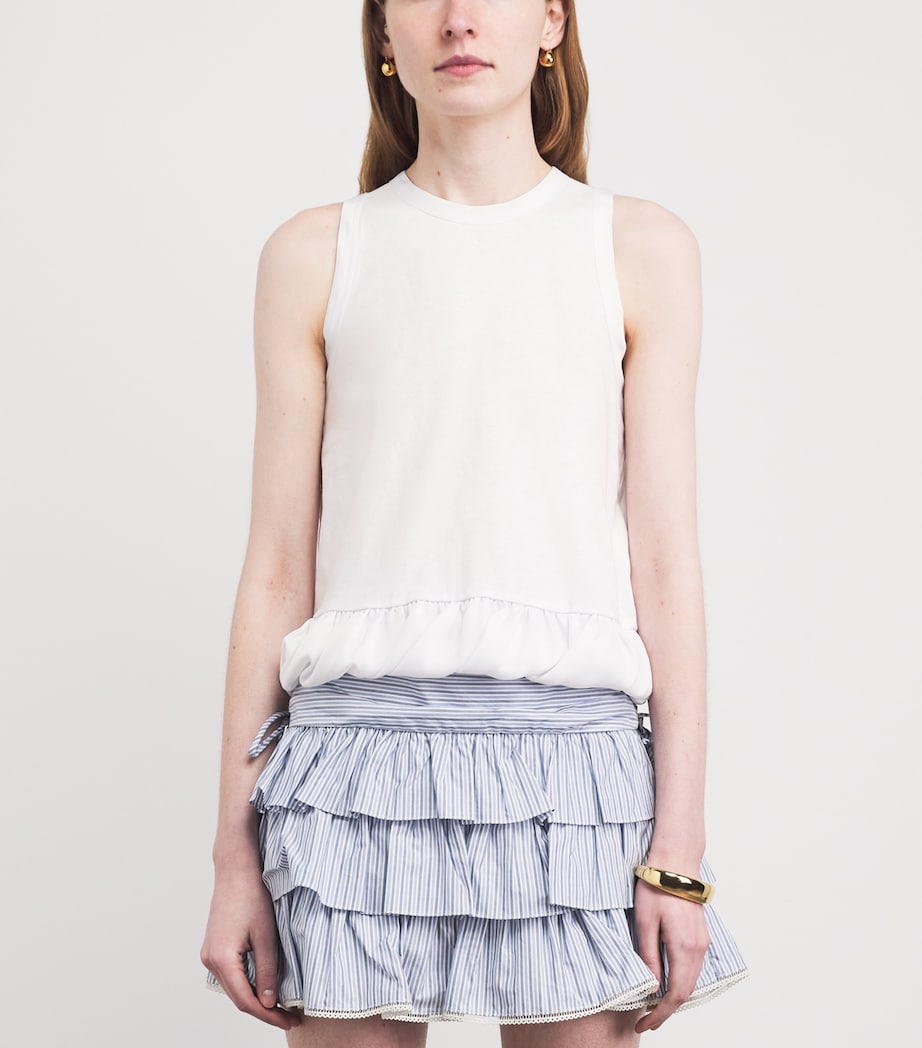 Sandro Paris Womens Cotton Ruffle Sleeveless Top White Image 4