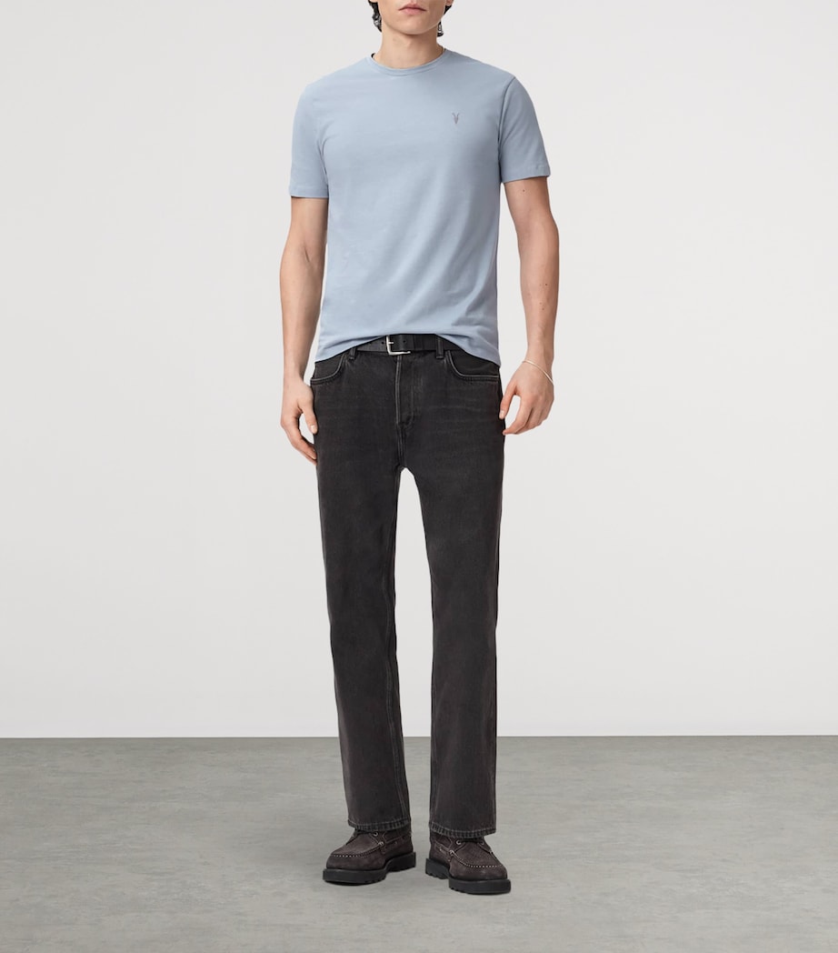 AllSaints Mens Organic Cotton Brace T-Shirt Misty Blue Image 2