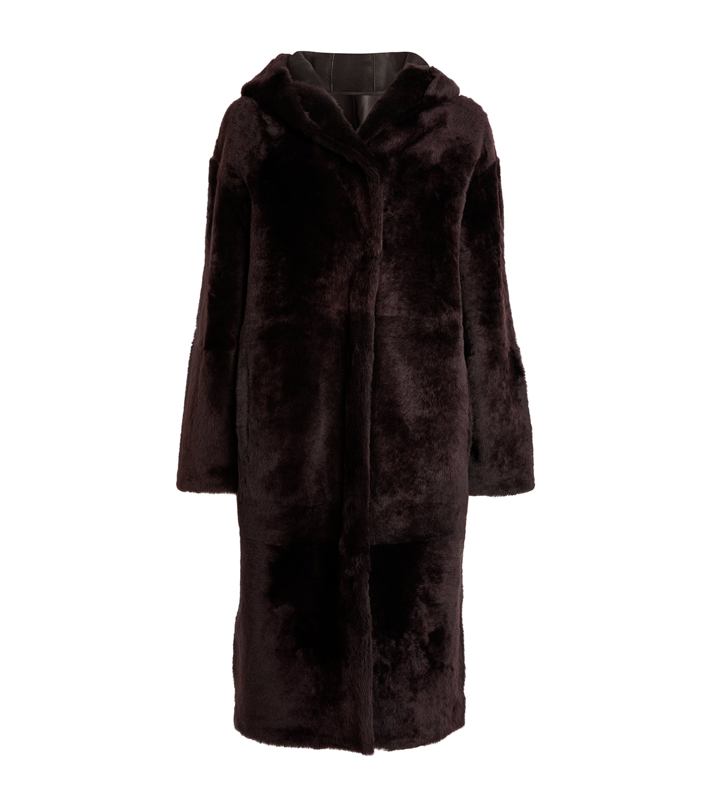 Yves Salomon Shearling Hooded Coat In Beige