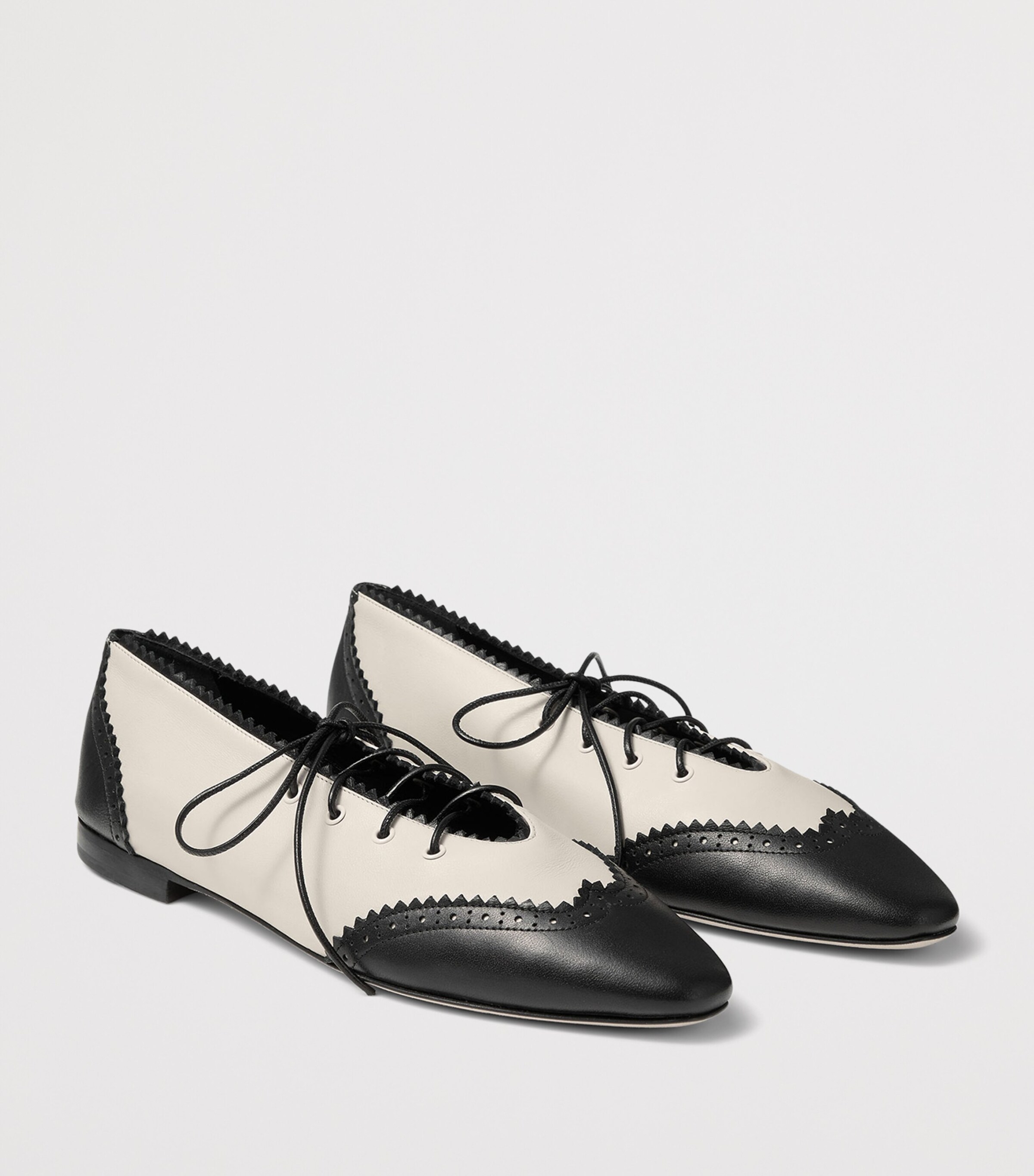 Jimmy Choo Margot Leather Lace-Up Flats Black/bone Image 2