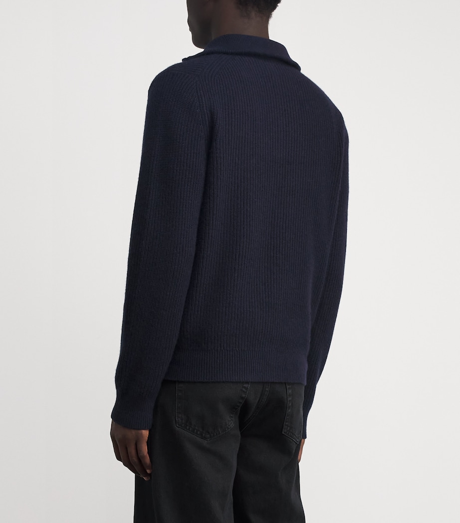 Wool-Cashmere Heirloom Shaker Quarter-Zip Sweater 403CBL COASTAL Image 4