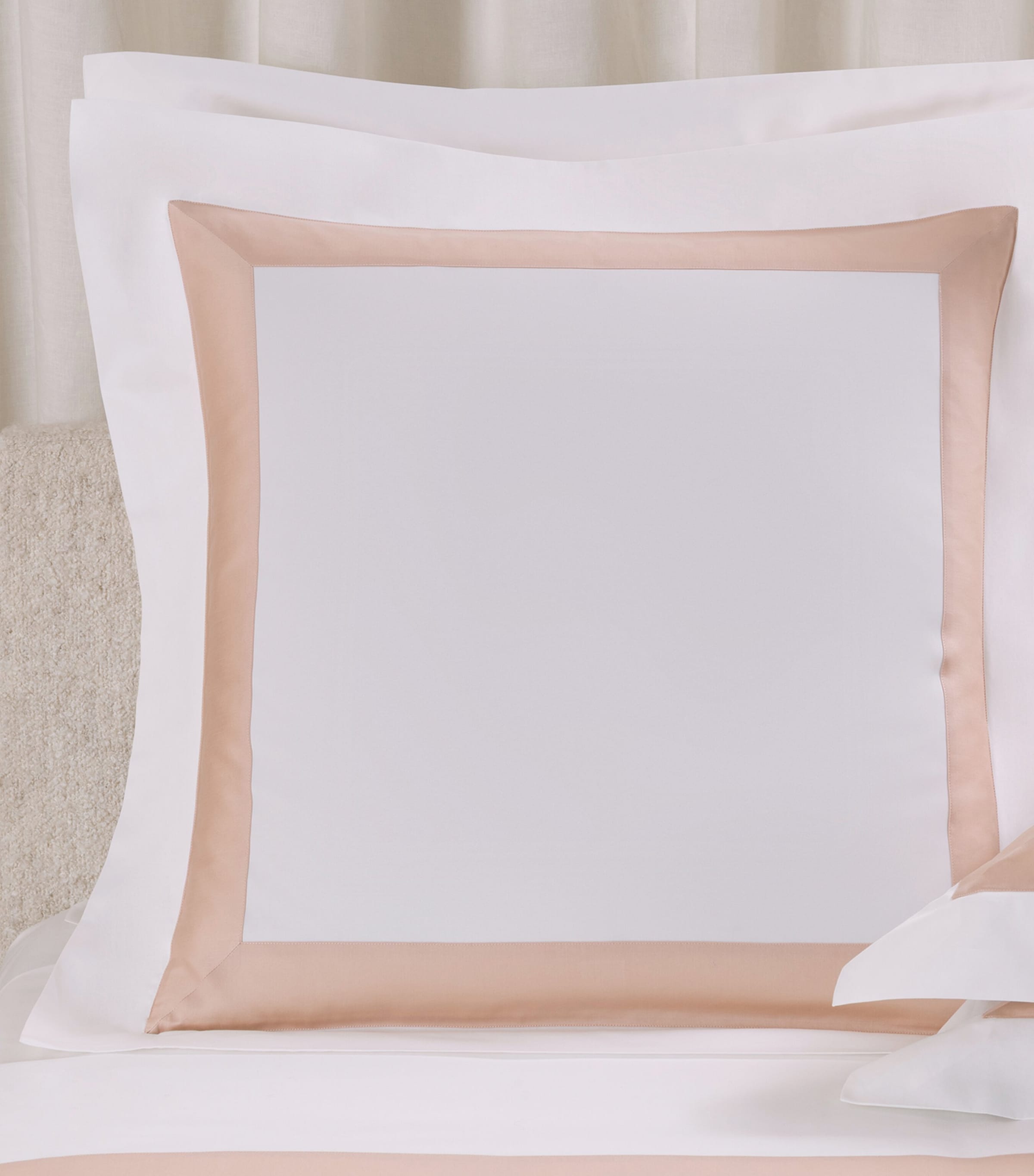 Frette Cotton Breeze Border Square Pillowcase (65cm x 65cm) Milk/misty Bl Image 3