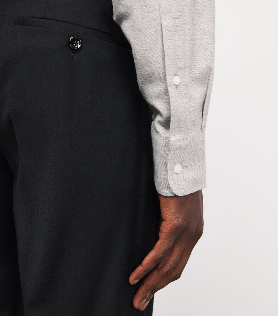 Cotton Herringbone Shirt LIGHT MELANGE GREY Image 6