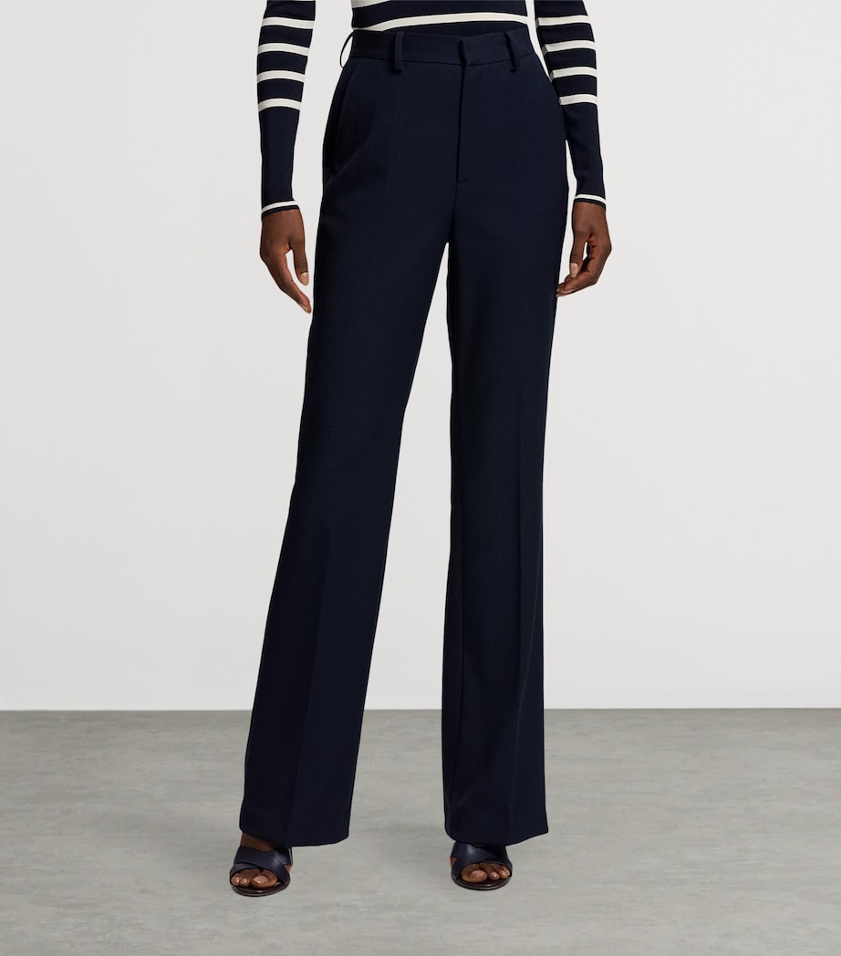 Ralph Lauren Womens Wool Grain de Poudre Wrigley Trousers Navy Image 9