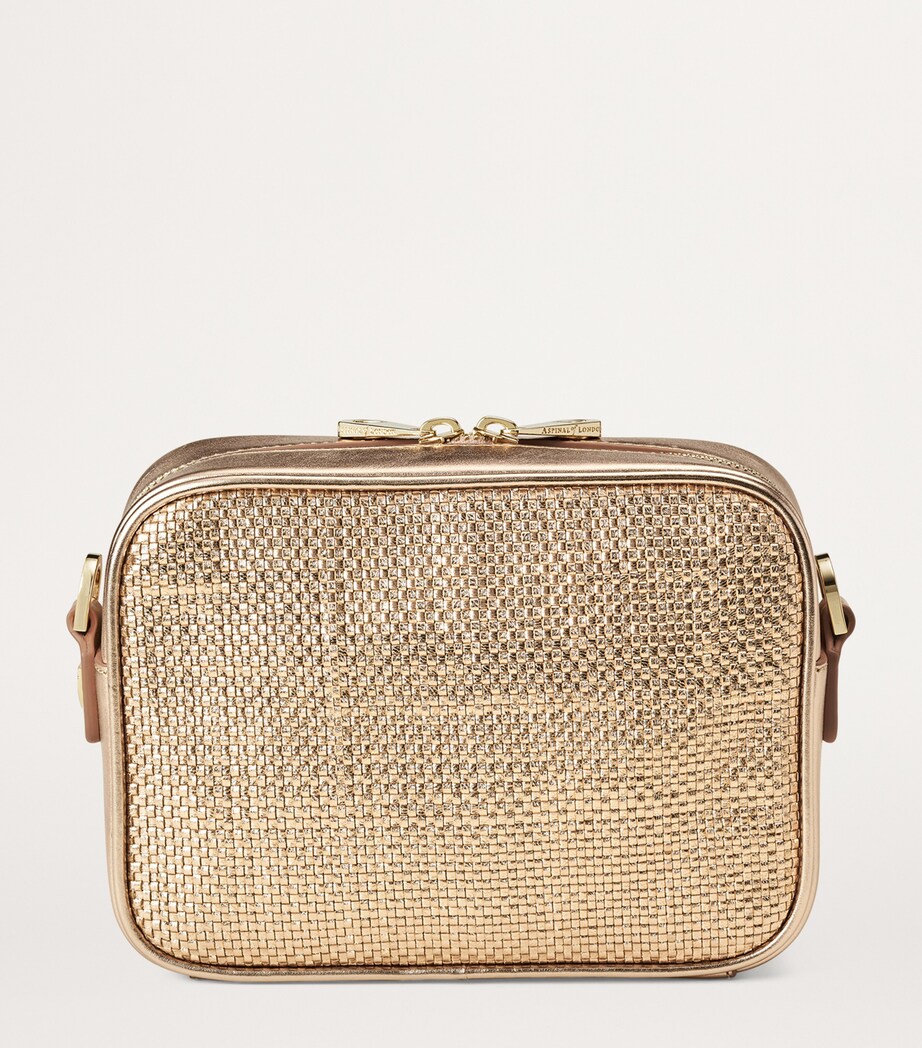 Aspinal Of London Leather Woven Camera Bag Champagne Image 3