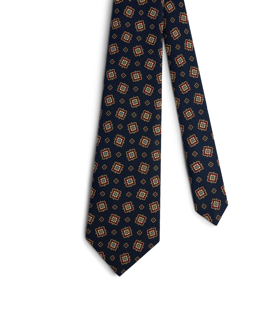 Dunhill Mulberry Silk Printed Tie Red Image 1
