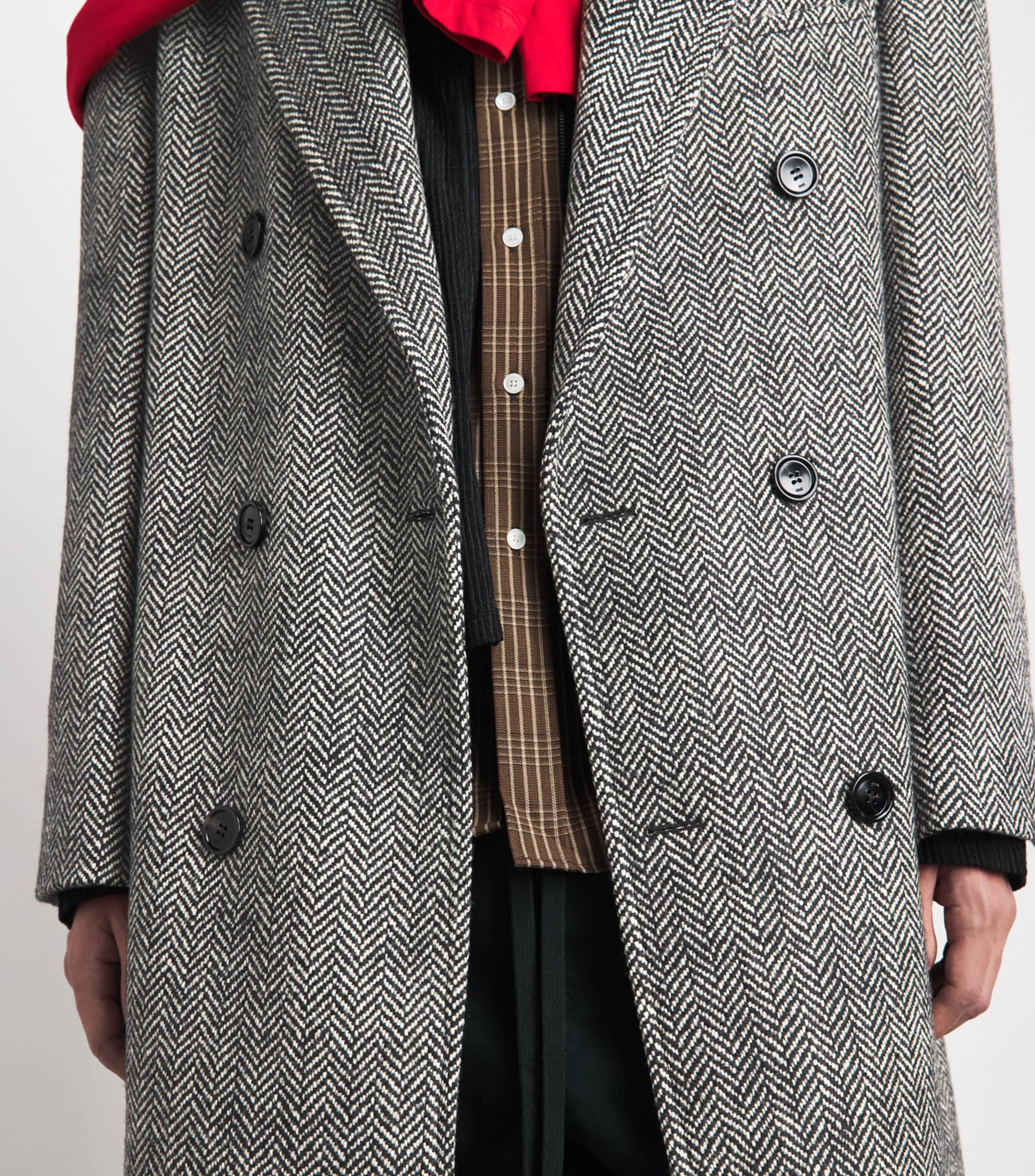 AMI Paris Mens Wool Double-Breasted Overcoat Noir/ivoire Image 3