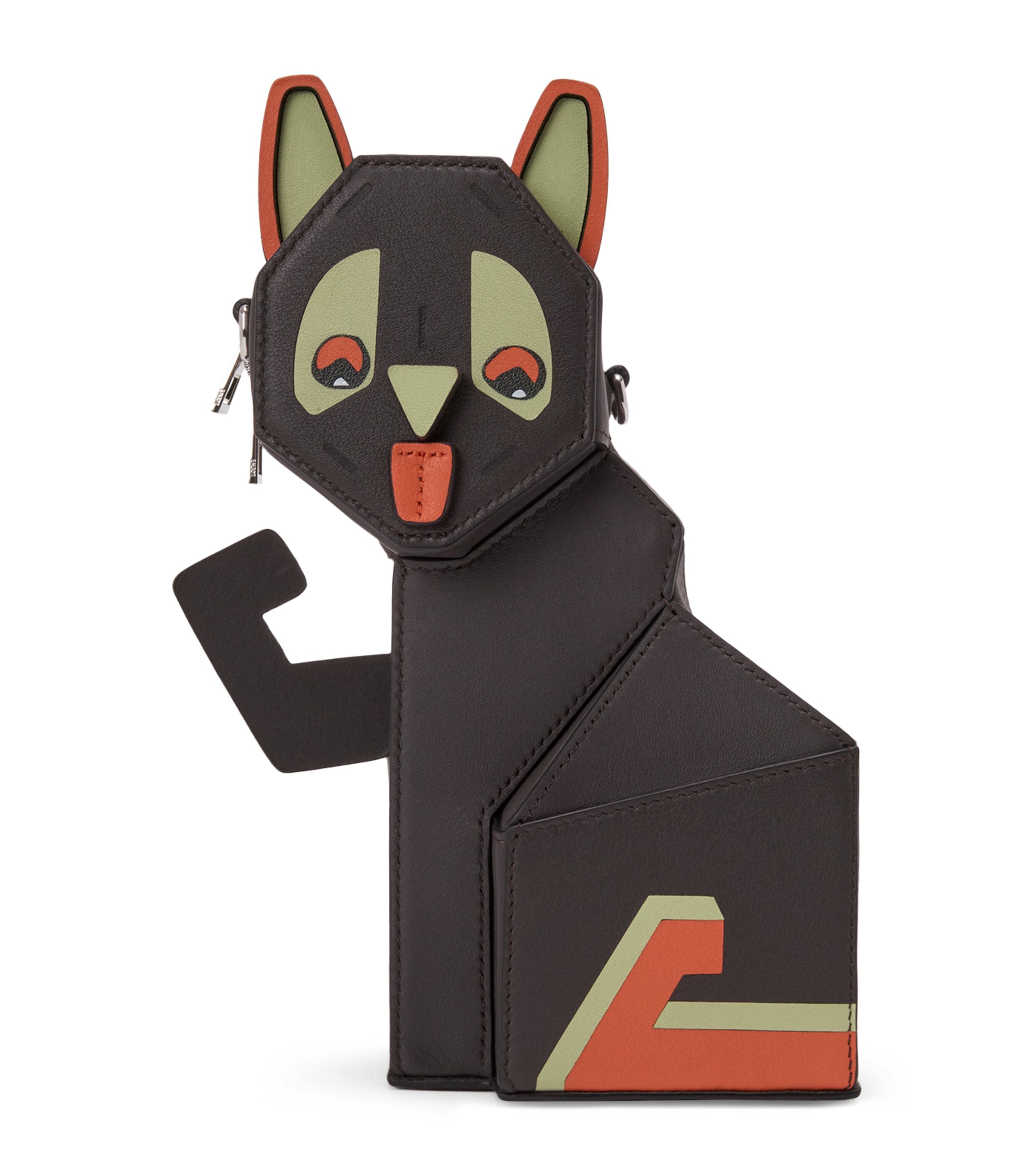 x Louis Wain Leather Futurist Cat Clutch DARK TAUPE Image 1