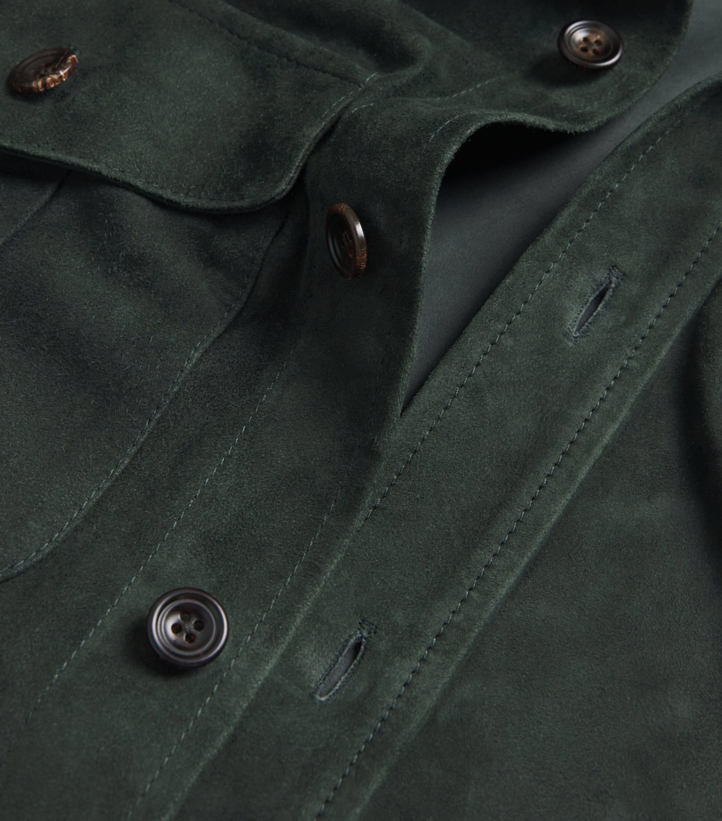 Ralph Lauren Purple Label Mens Suede Barron Overshirt Equine Green Image 5