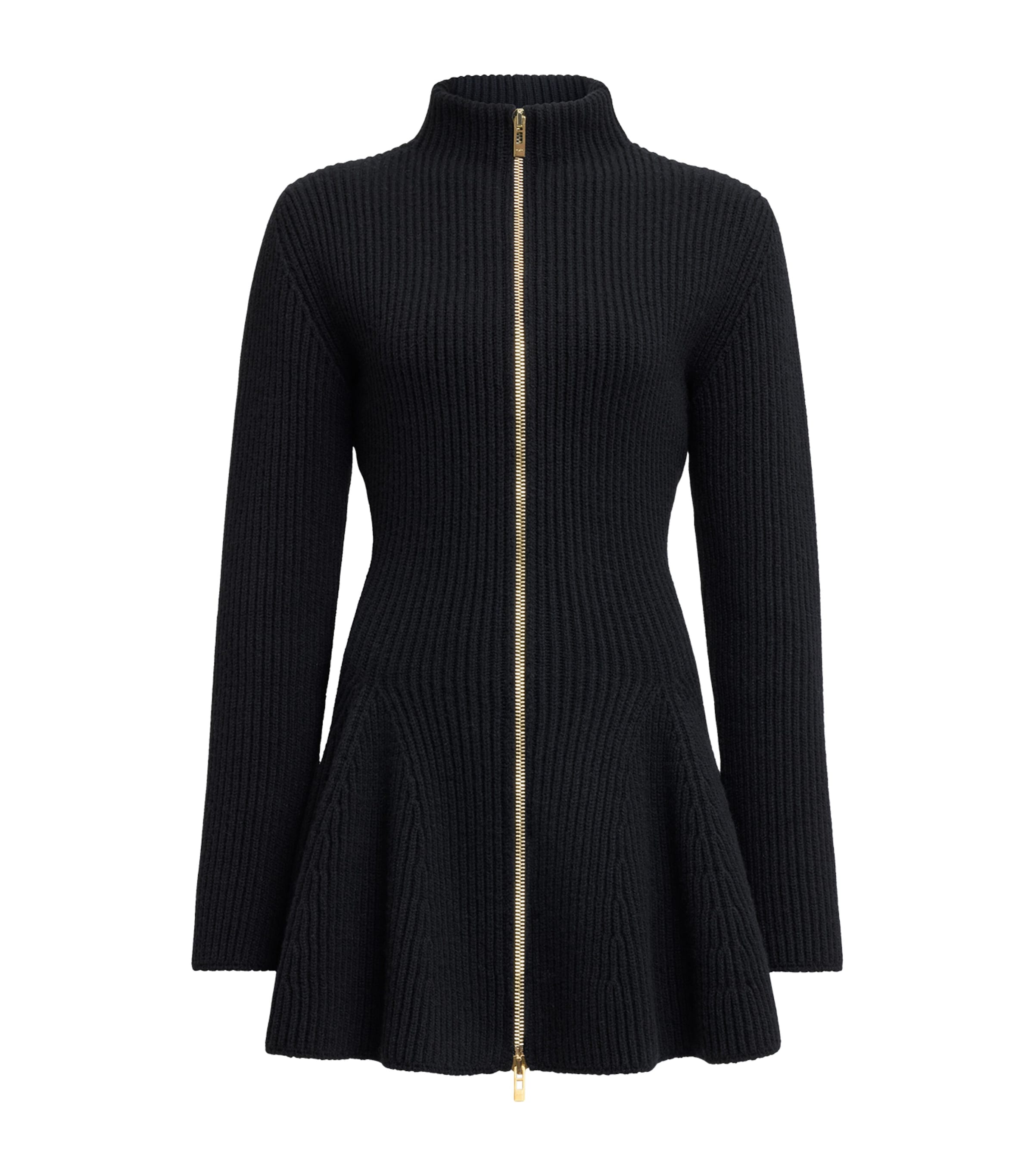 Alaïa Ribbed Wool And Cashmere-blend Peplum Cardigan In Black