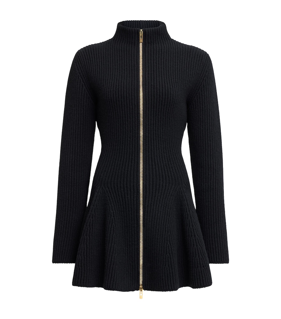 Alaïa Womens Wool-Blend Flared Cardigan Noir Alaia Image 1