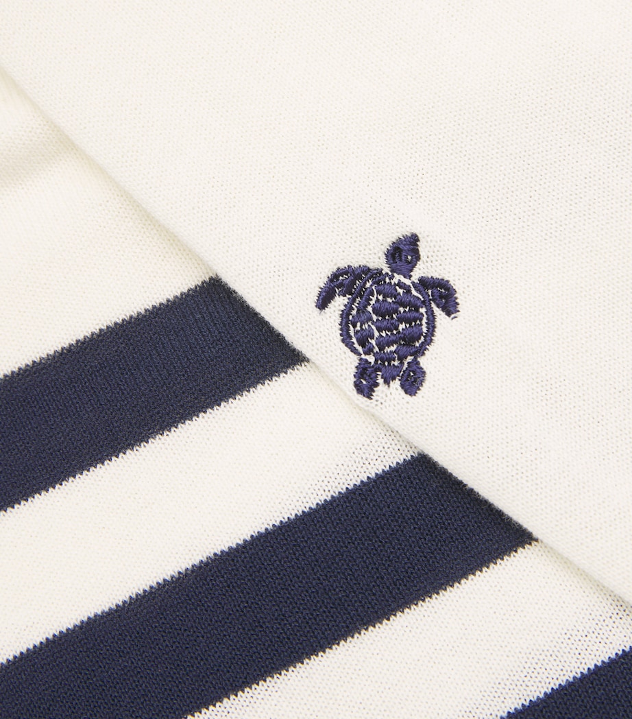 Cotton Stripe Polo Shirt 003-OFF-WHITE Image 5