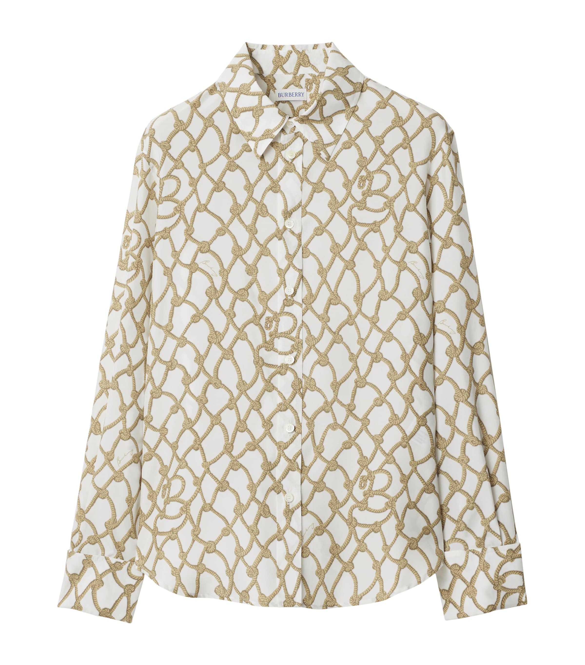 Burberry Printed Silk Shirt In Green