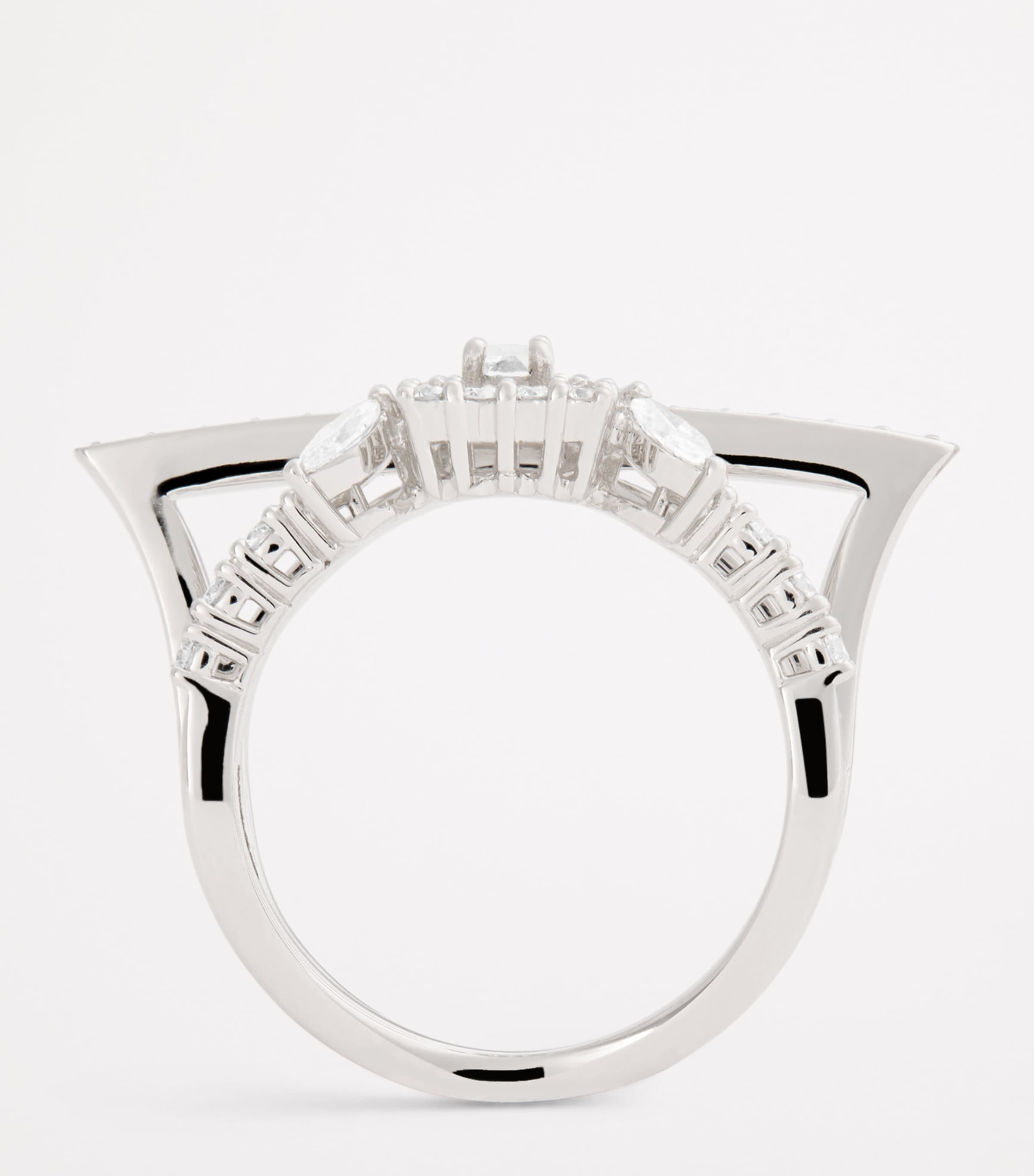 White Gold and Diamond Y-Not Stackable Ring WHITE GOLD Image 3