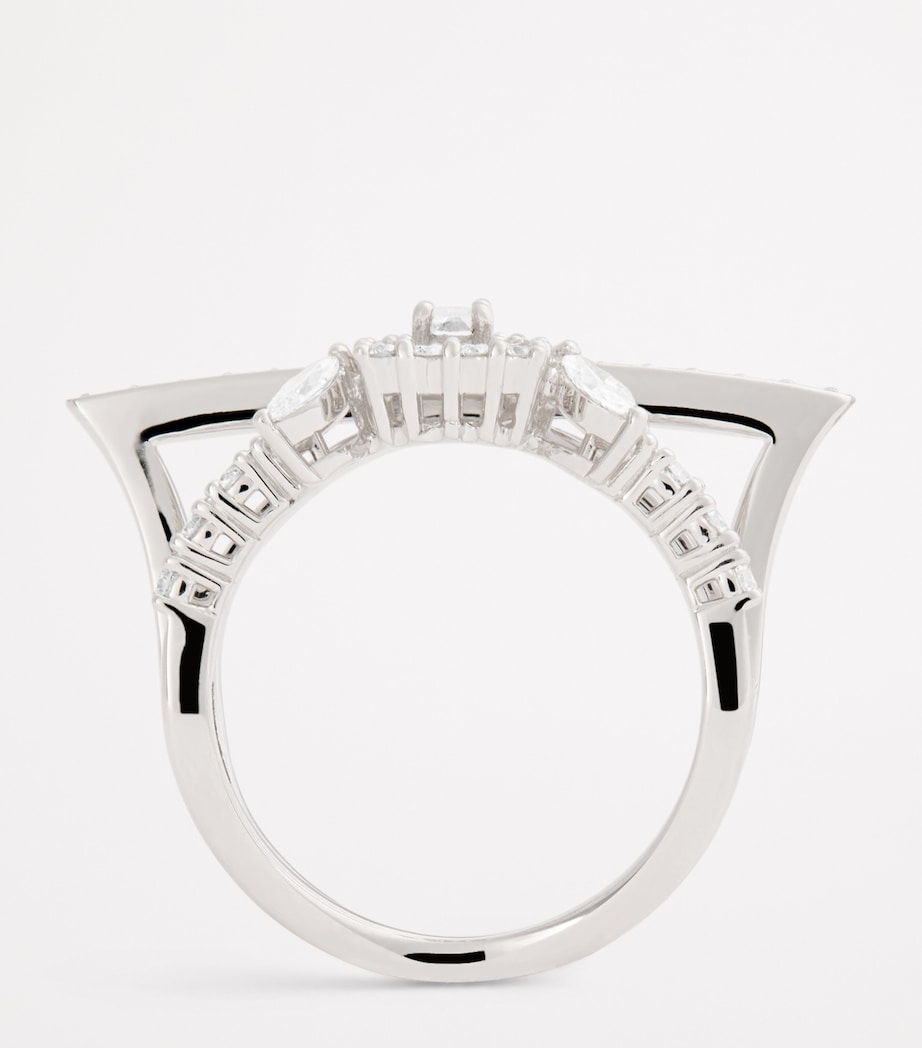 White Gold and Diamond Y-Not Stackable Ring WHITE GOLD Image 3