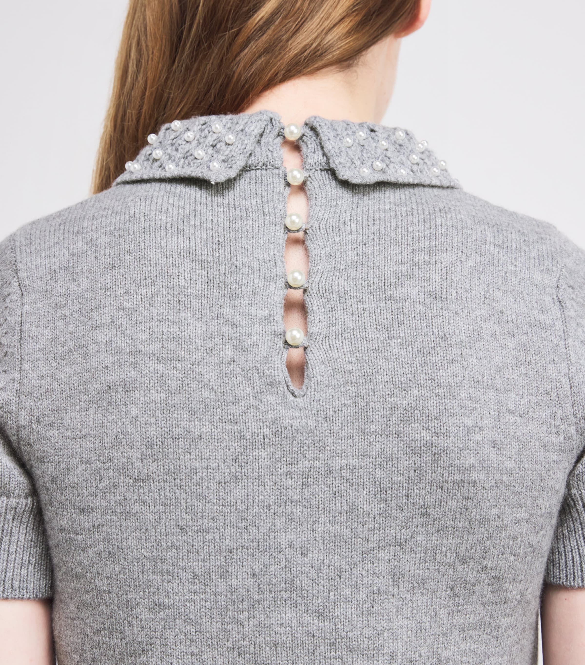 Wool-Cashmere Embellished Sweater MOTTLED GREY Image 6