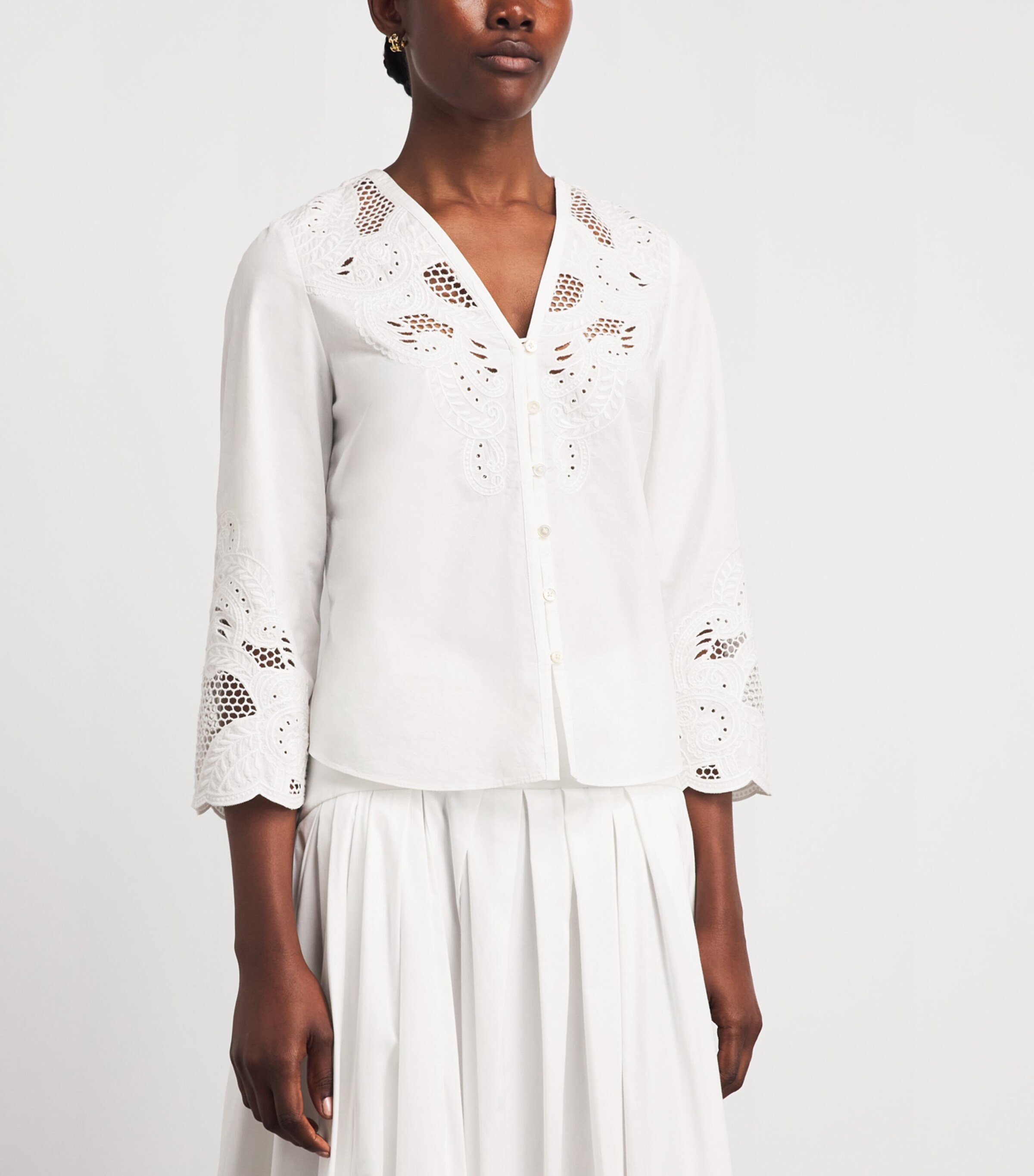 Veronica Beard Womens Cotton Suniva Blouse White Image 4