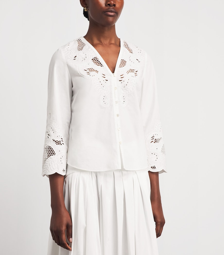 Veronica Beard Womens Cotton Suniva Blouse White Image 4