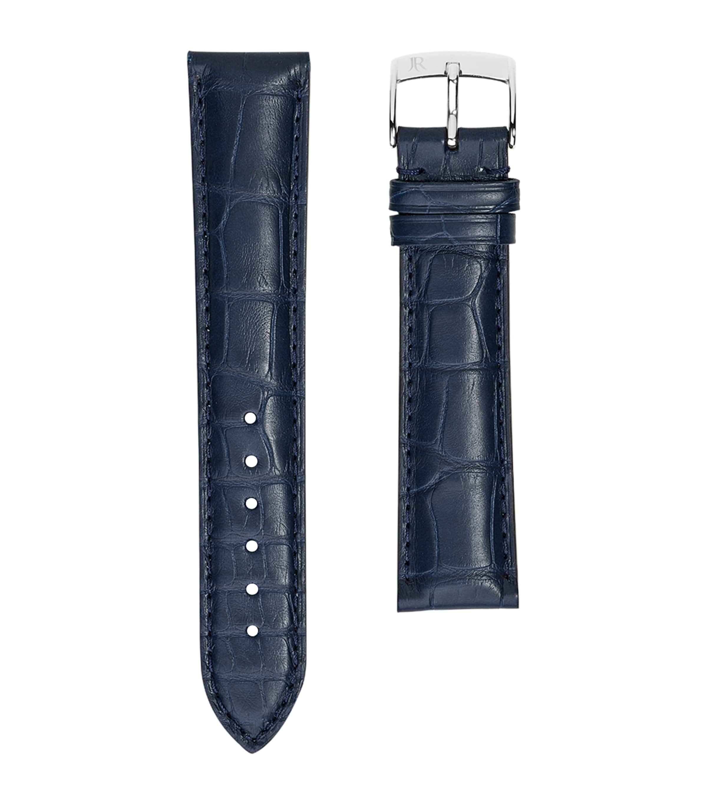Jean Rousseau Alligator Classic 3.5 Watch Strap In Blue
