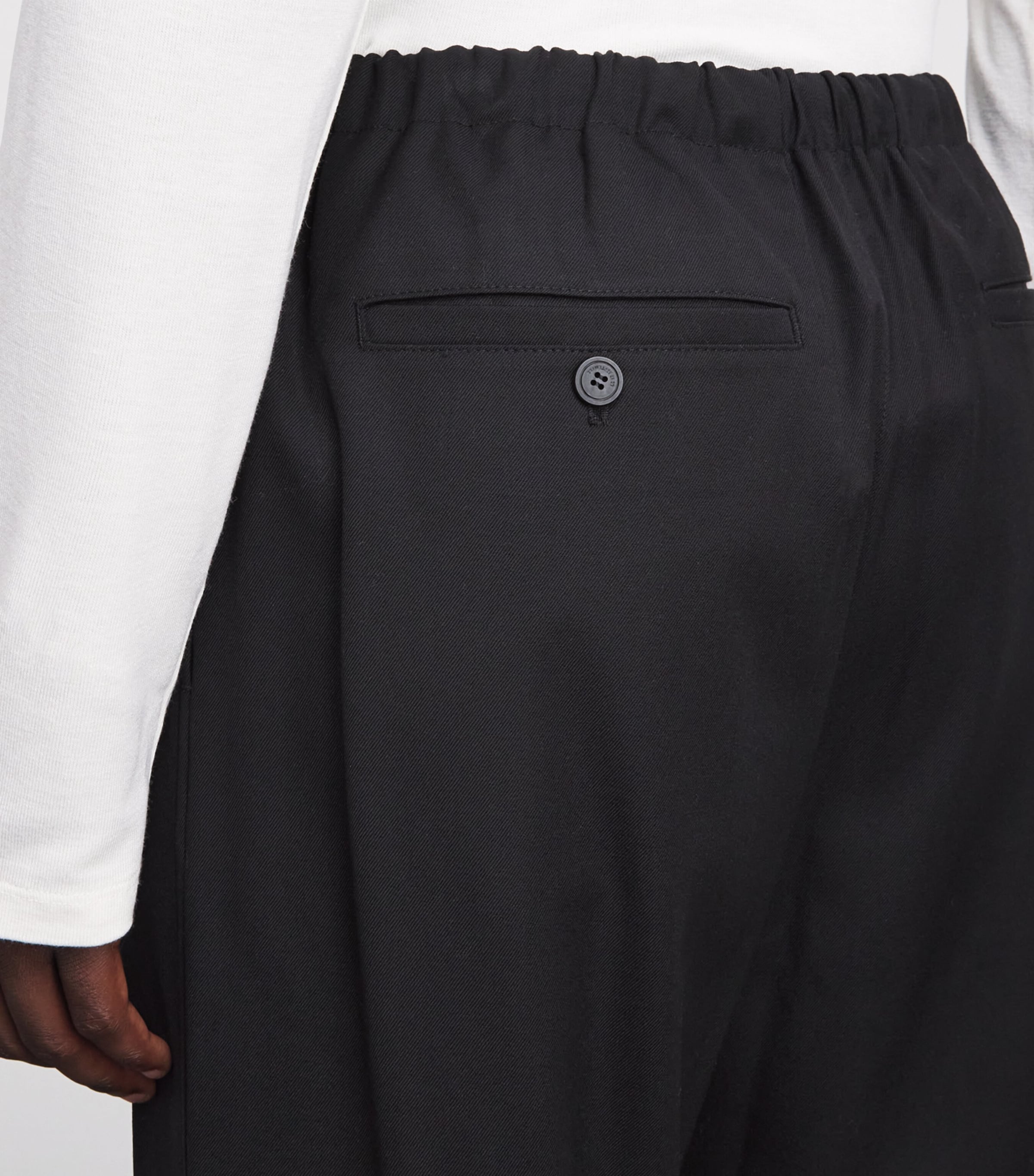 Le 17 Septembre Mens Wool-Blend Drawstring Trousers Black Image 3