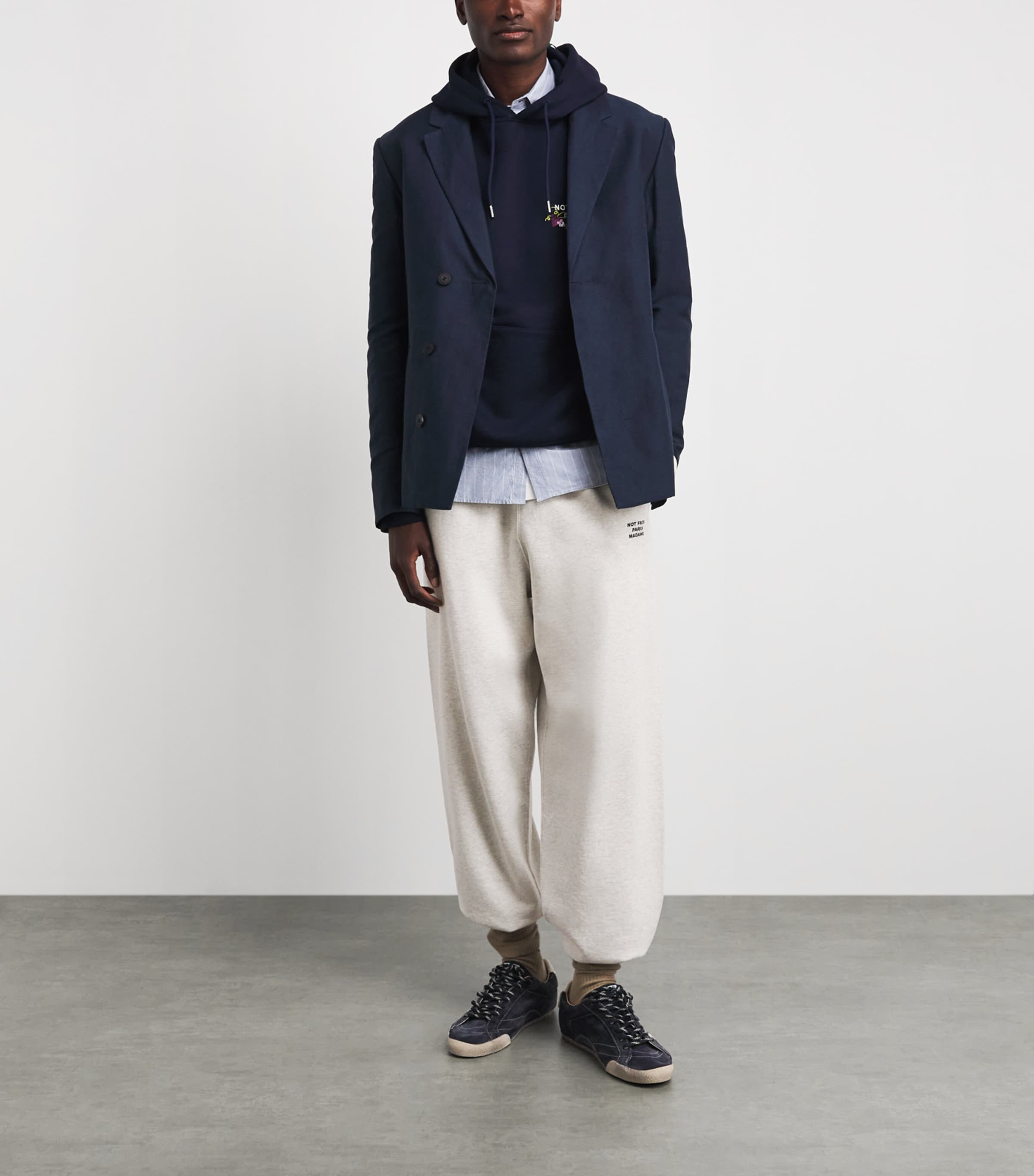 Drôle de Monsieur Mens Cotton Fleece Slogan Sweatpants Grey Image 2