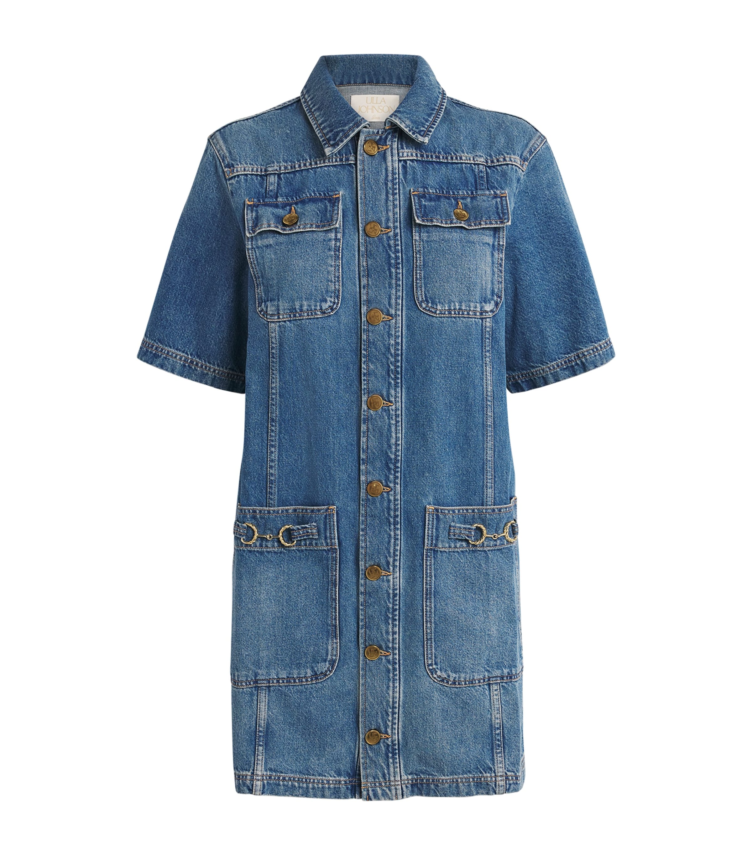 Ulla Johnson Womens Denim The Painters Mini Dress Danube Image 1