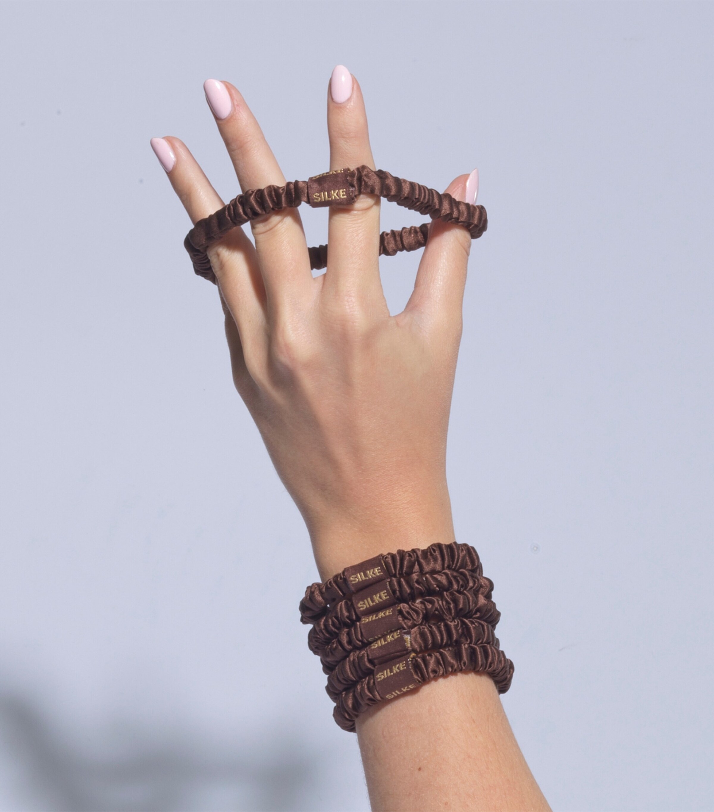 Mulberry Silk Hair Ties (Set of 6) BROWN Image 2