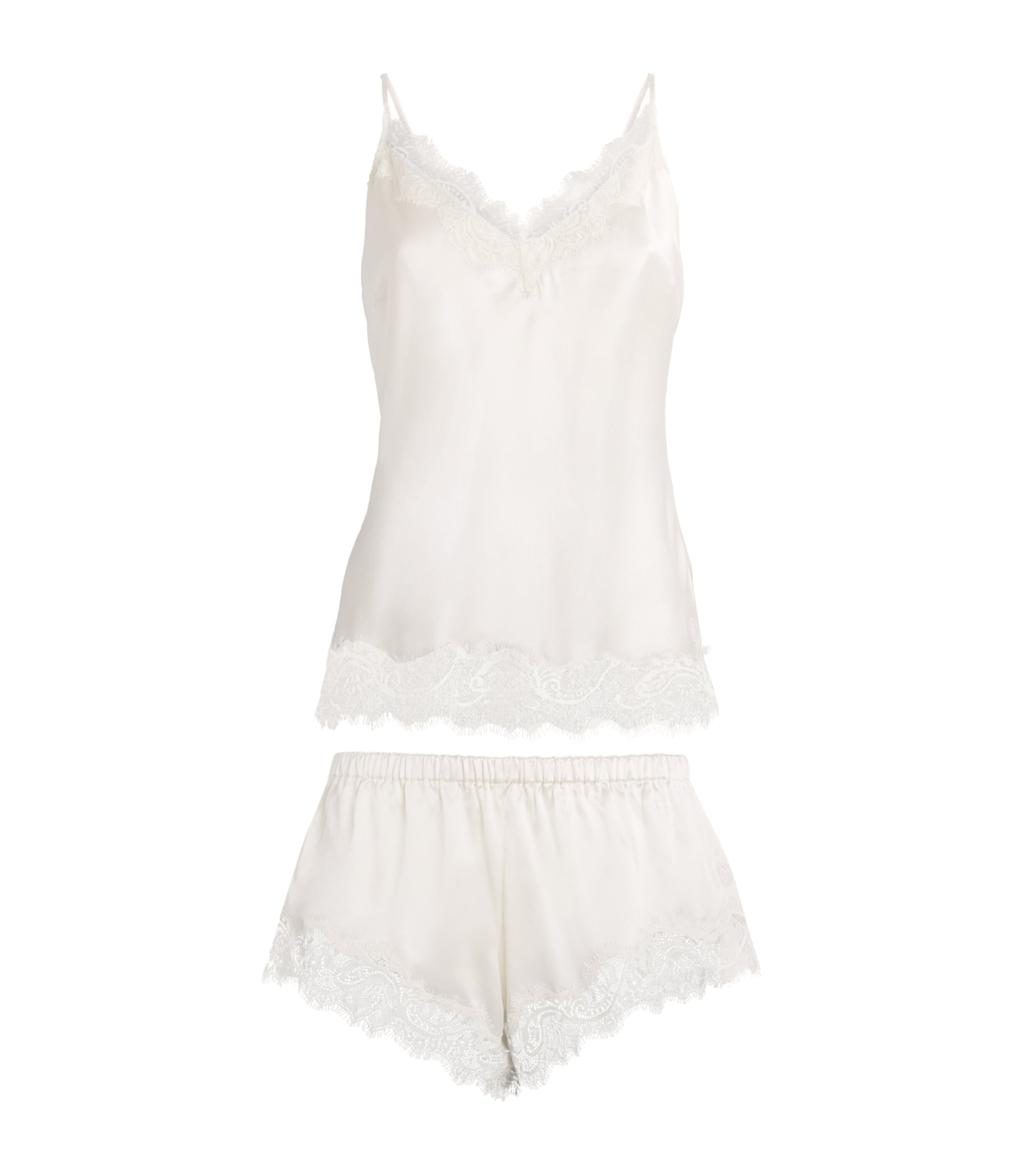 Harrods Silk Camisole And Shorts Set In White