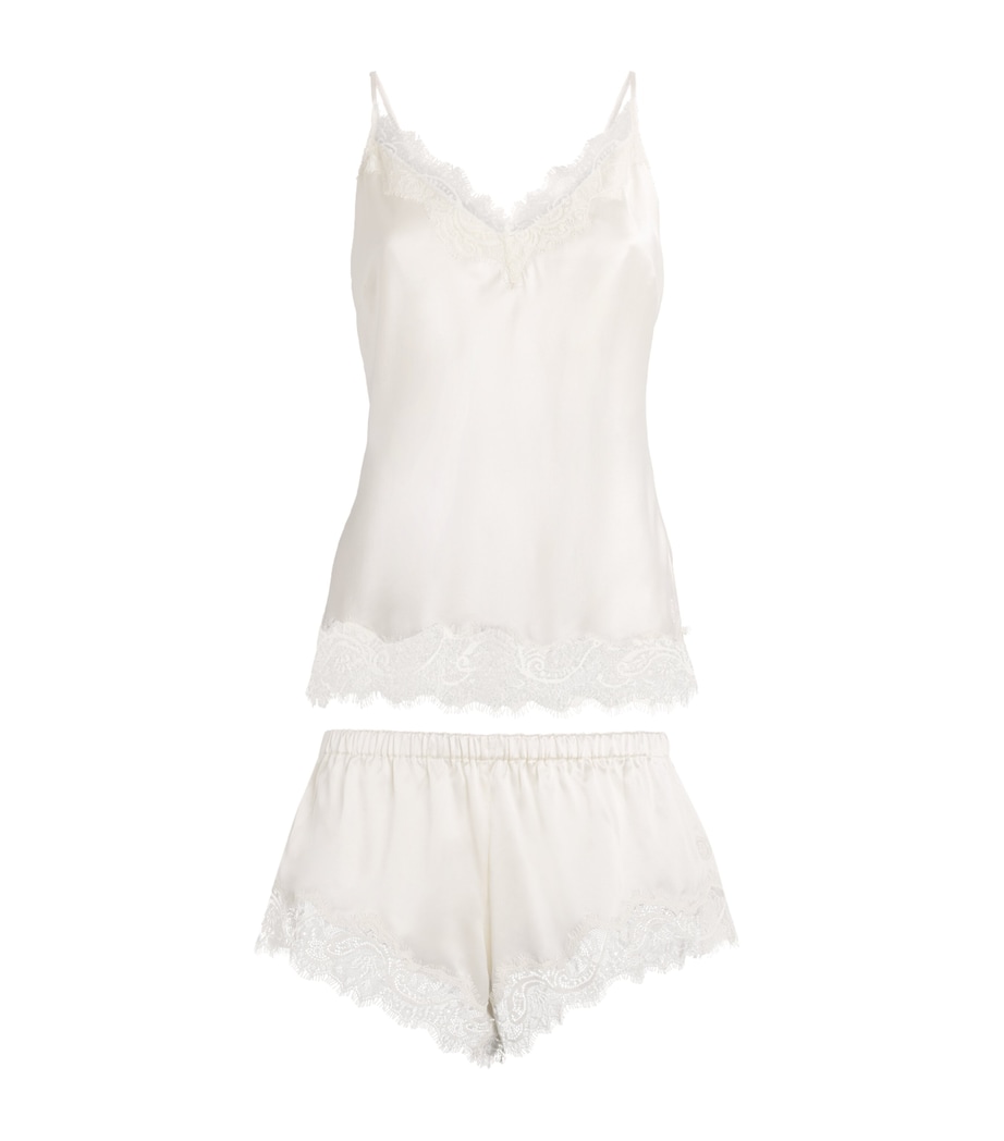 Harrods Womens Silk Camisole and Shorts Set Ivory Image 1