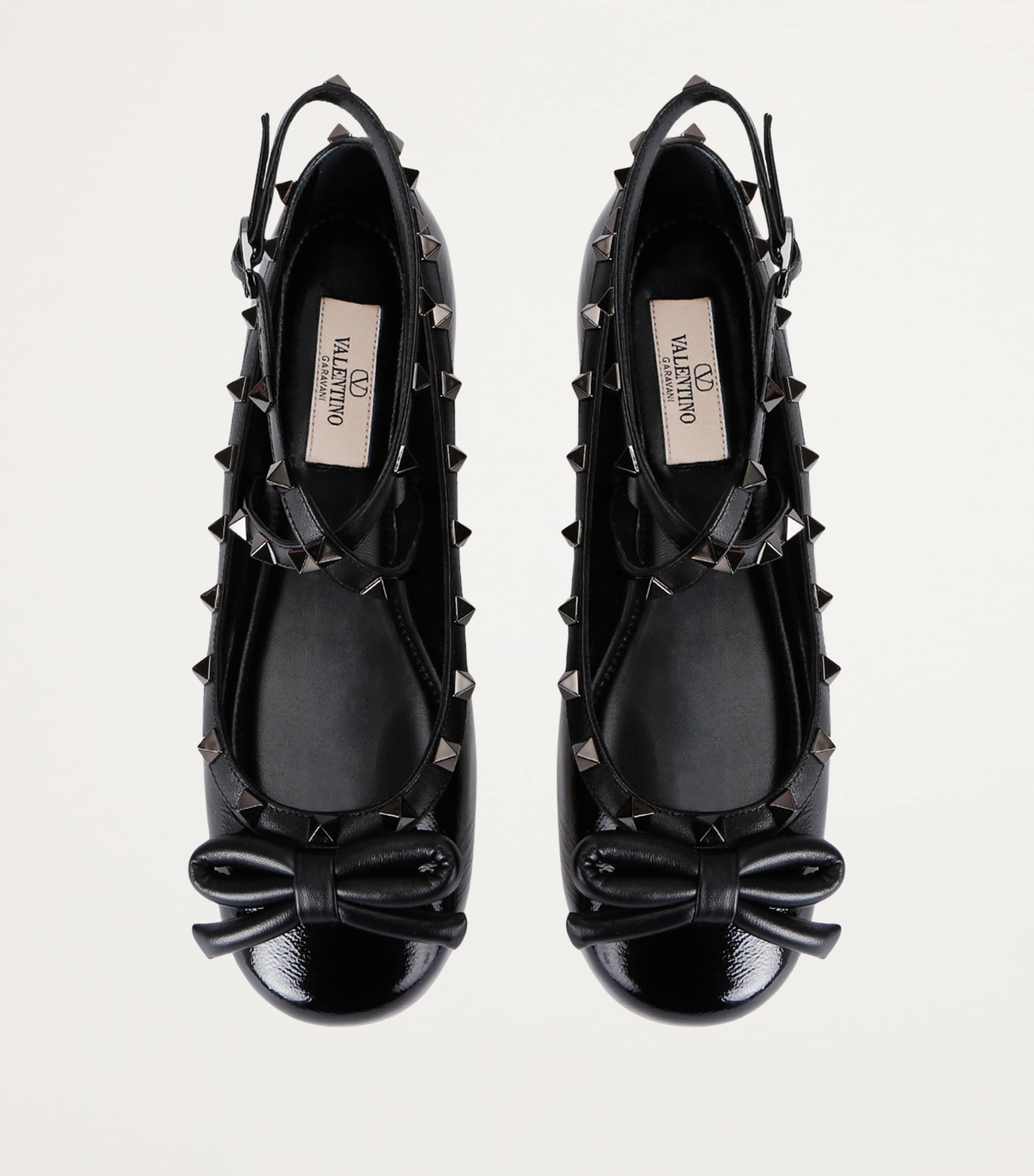 Leather Rockstud Ballet Flats BLACK Image 4