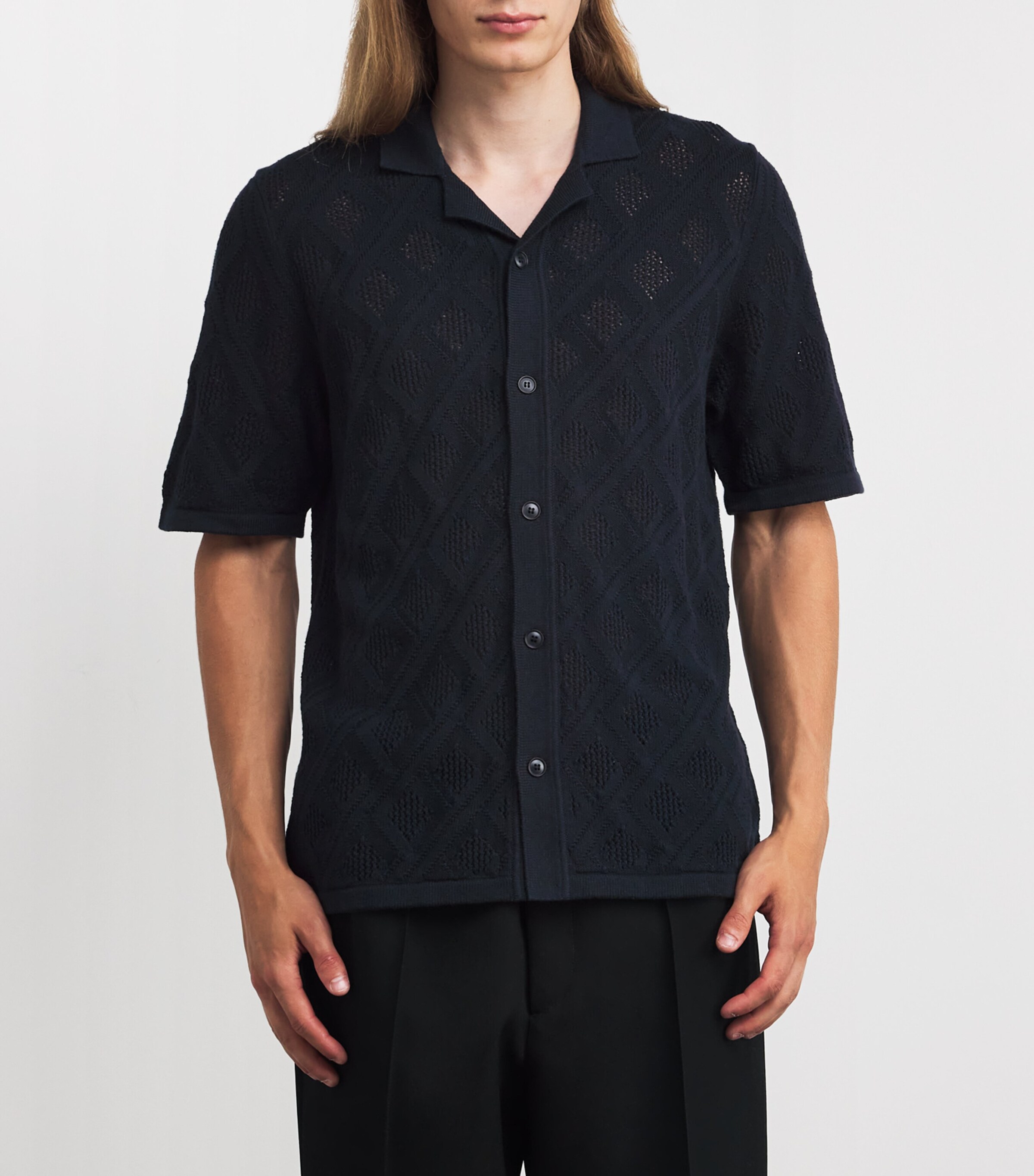 Samsøe Samsøe Mens Organic Cotton-Wool Crochet Shirt Salute Image 3