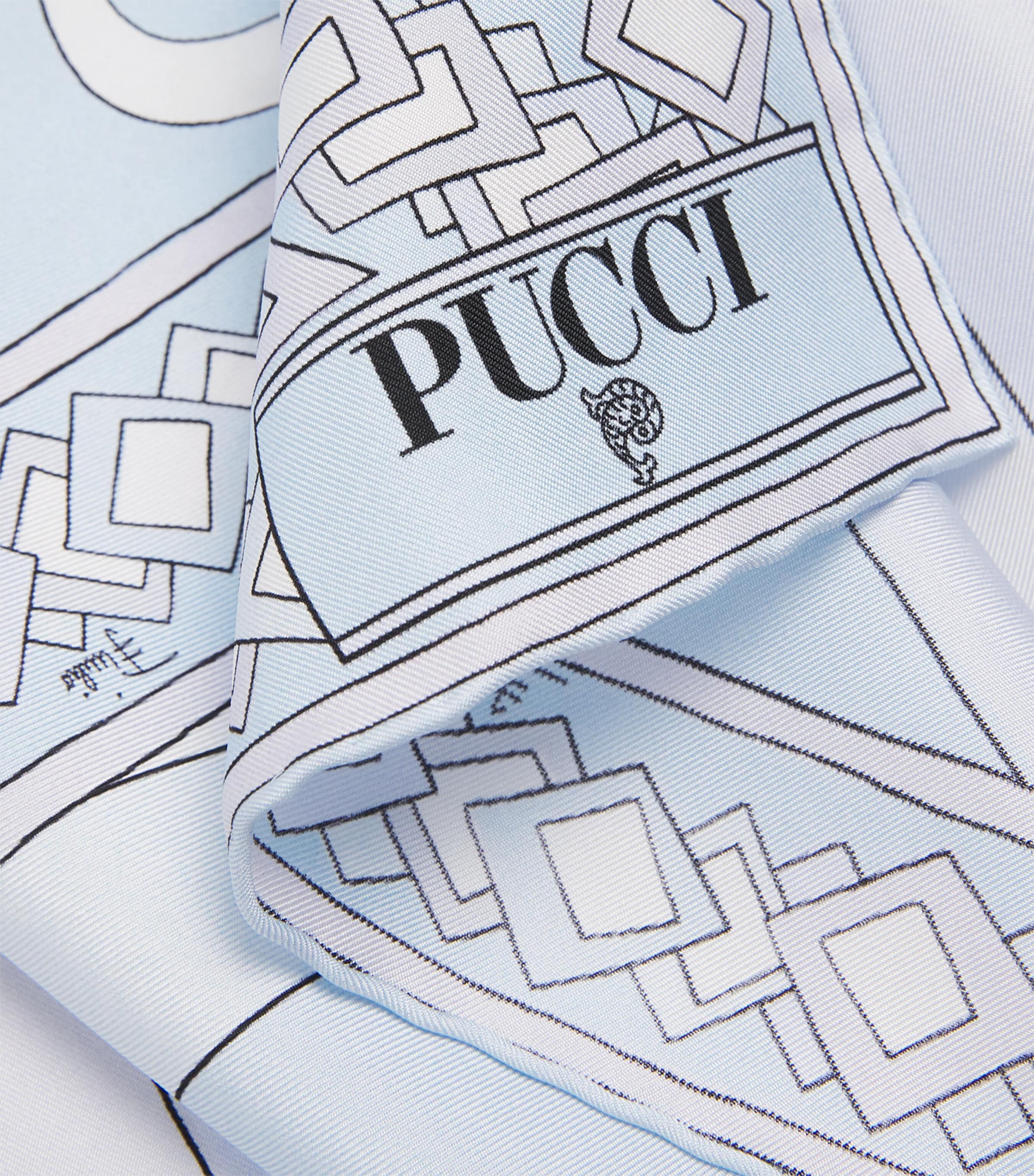 PUCCI Silk Print Square Scarf Light Blue Image 4