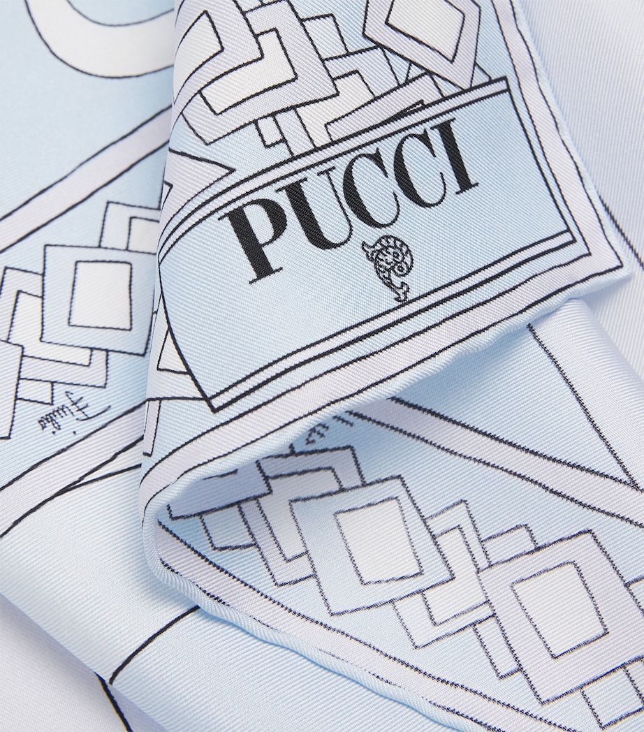 PUCCI Silk Print Square Scarf Light Blue Image 4