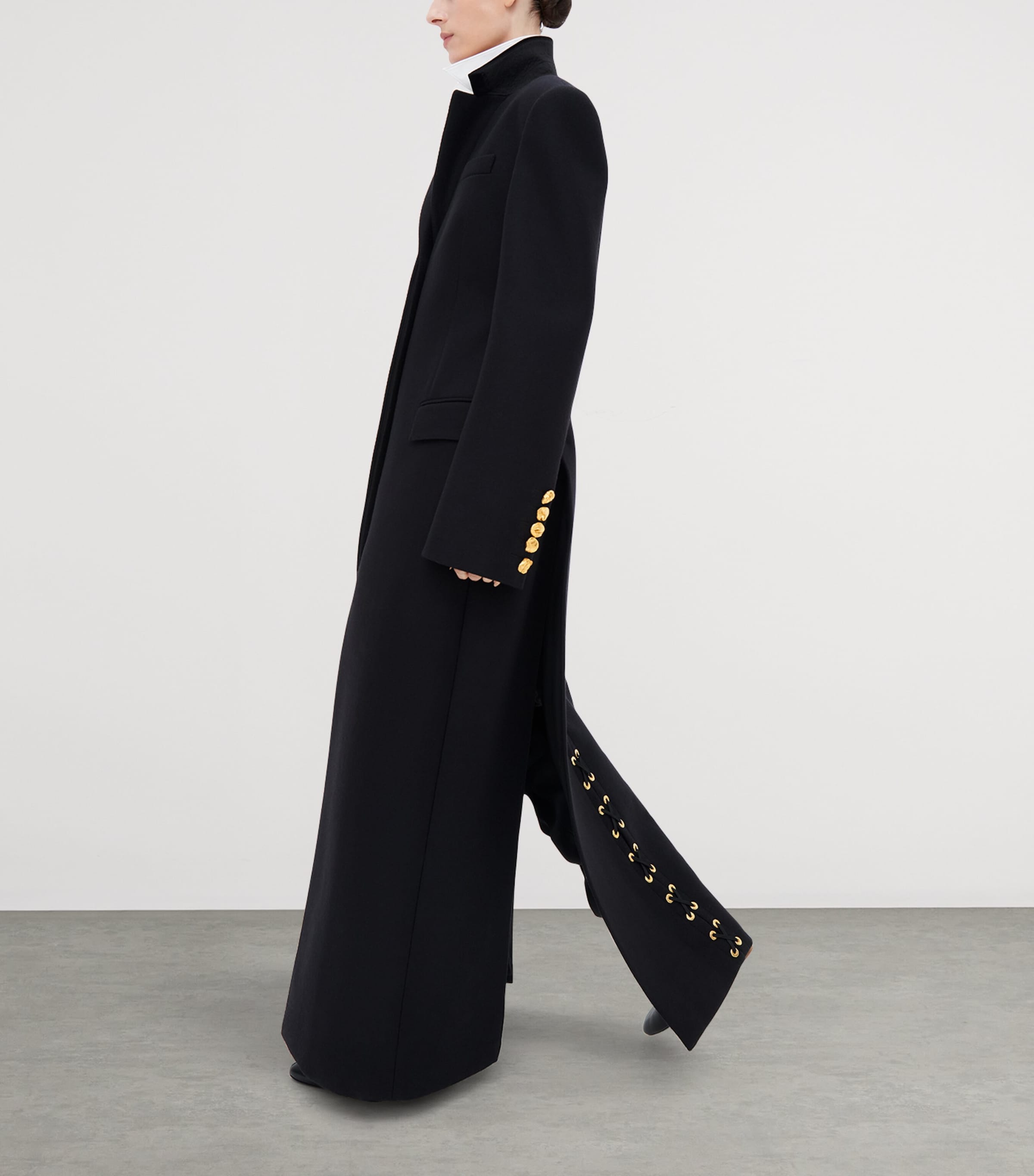 Schiaparelli Womens Wool Padlock Lace-Up Coat Nude Image 4