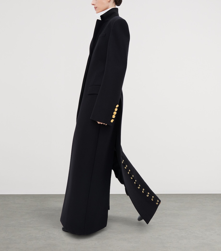 Schiaparelli Womens Wool Padlock Lace-Up Coat Nude Image 4