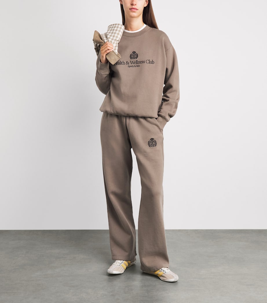 Sporty & Rich Womens Embroidered Crest Sweatshirt Sand White Image 2
