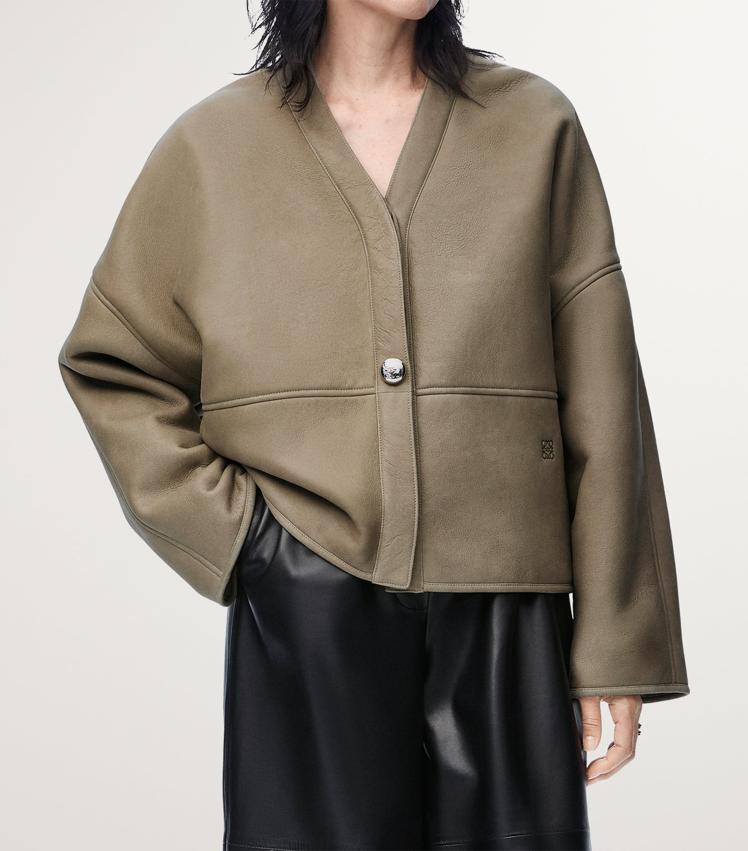 Shearling Cardigan KHAKI GREEN Image 3