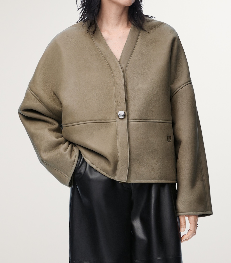 Shearling Cardigan KHAKI GREEN Image 3