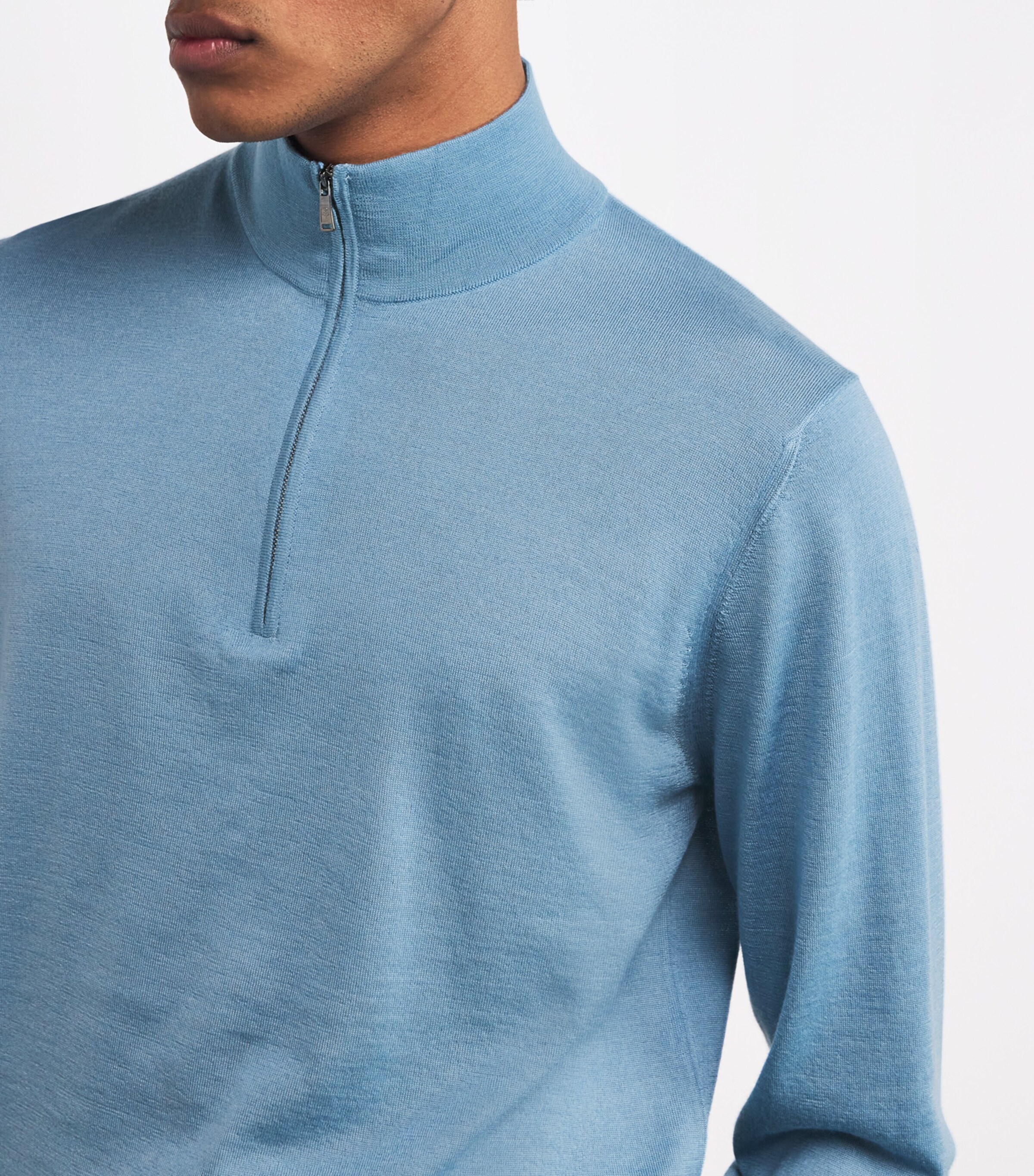 Fioroni Cashmere Mens Cashmere-Silk Quarter-Zip Sweater Orizzonte Image 6
