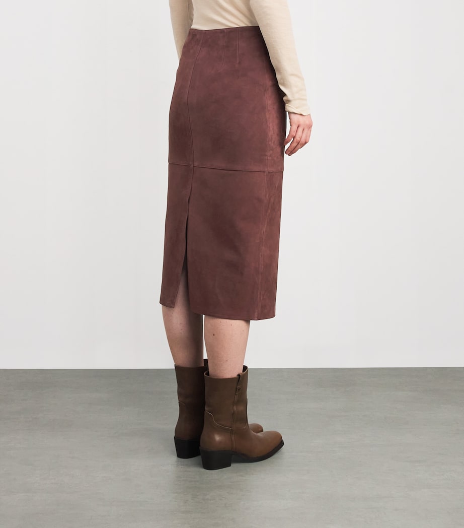 Faux Suede Midi Skirt WINE-COLOURED Image 4