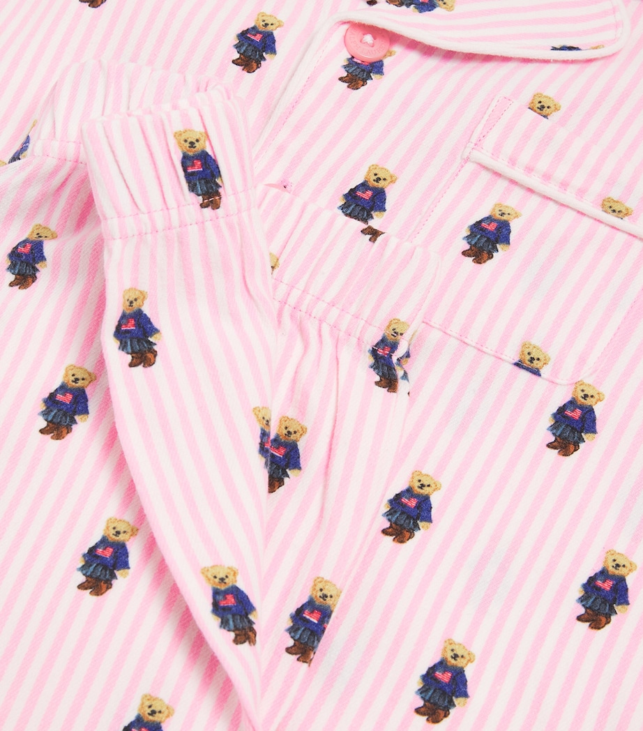 Cotton Polo Bear Pyjama Set (4-6 Years) W2QWHITE/CARMEL PINK Image 3