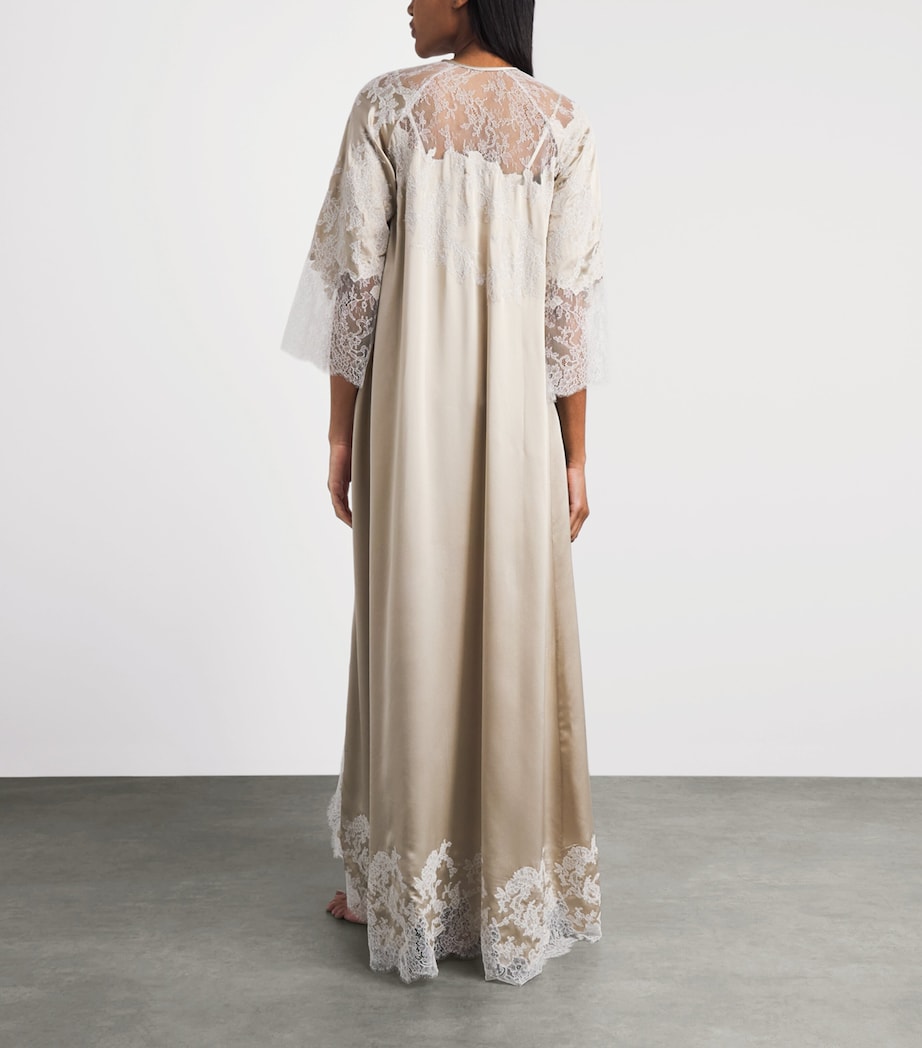TORLOWEI Womens Lace-Trim Elsa Robe Oyster/white Image 4