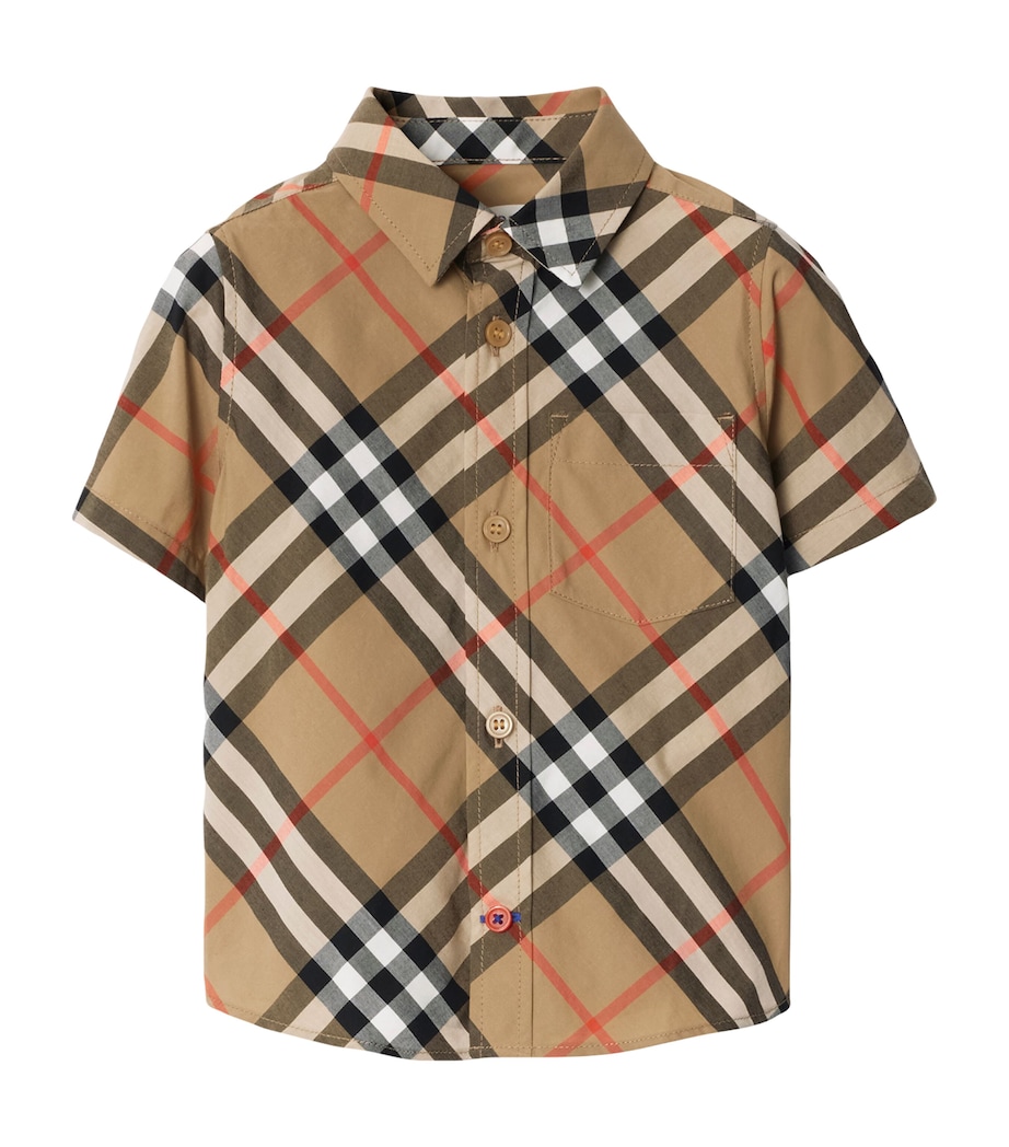 Cotton Burberry Check Short-Sleeve Shirt (6-24 Months) SAND IP CHECK Image 1