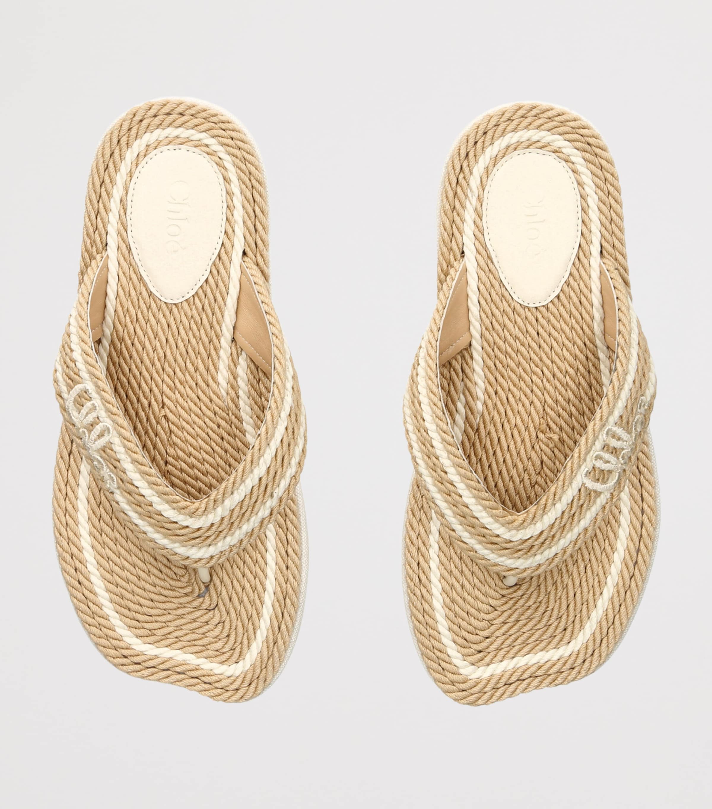 Chloé Raffia Logo Thong Sandals White/comb Image 3