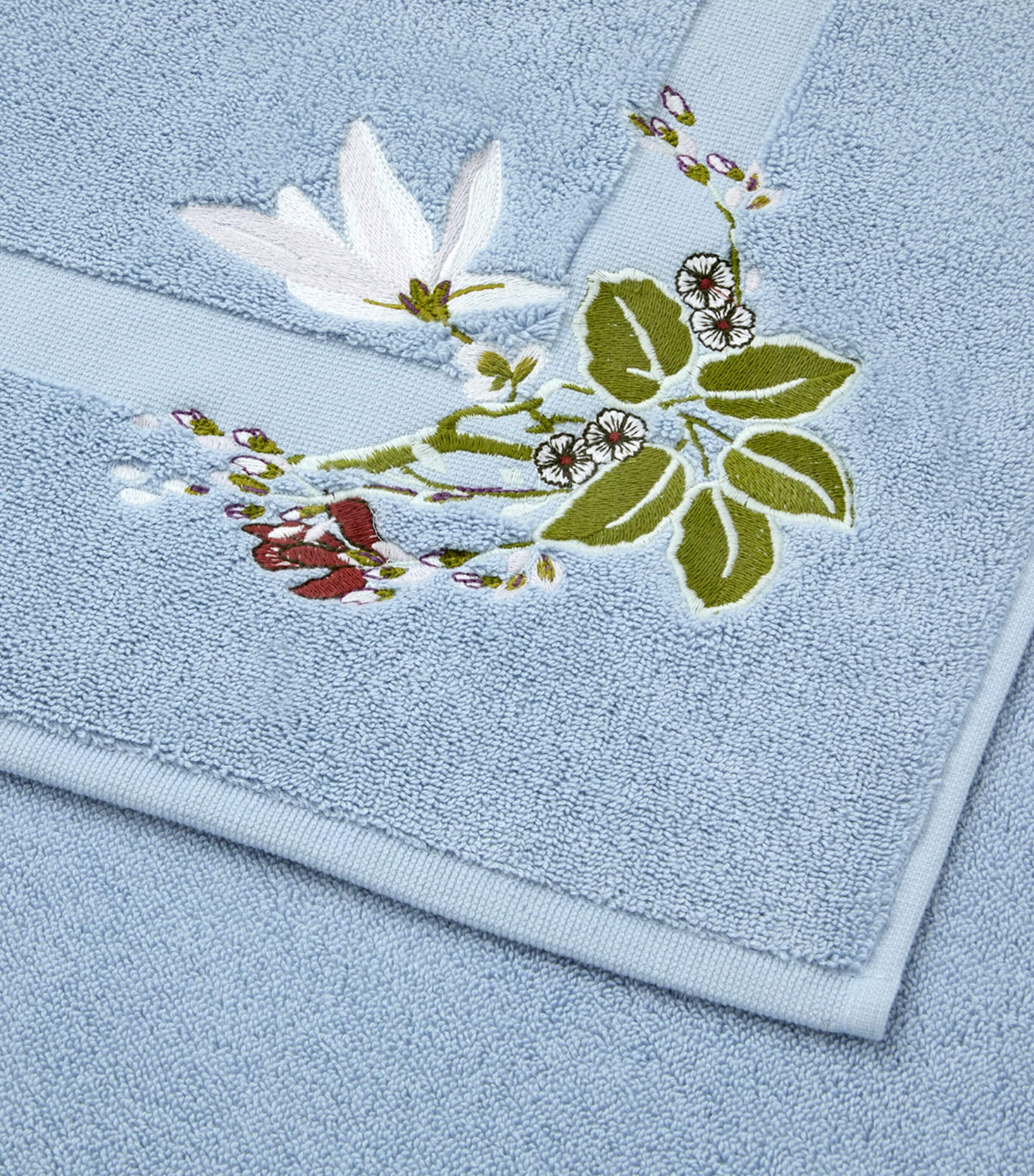 Yves Delorme Organic Cotton Rameau Bath Mat (55cm x 90cm) Blue Image 2