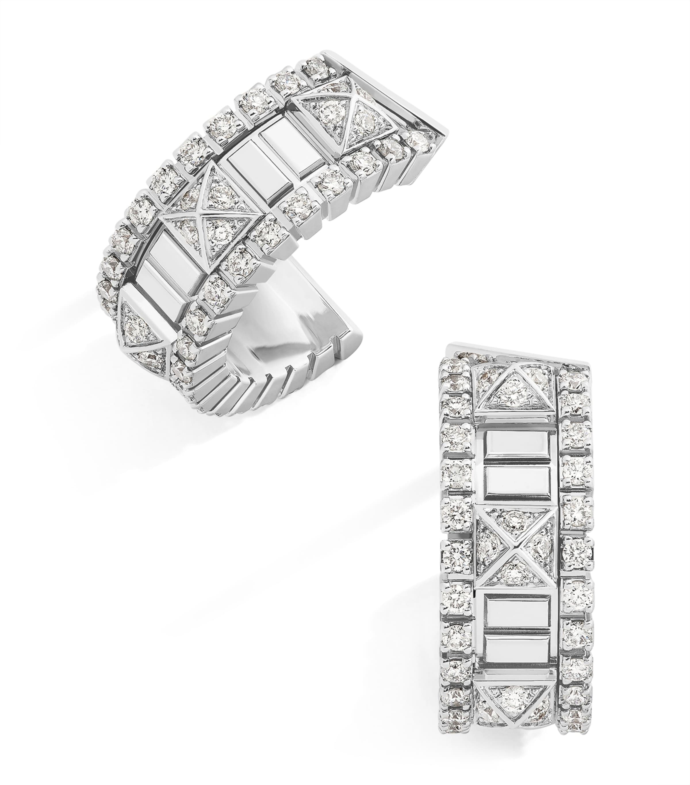 Marli New York Mini White Gold And Diamond Life Hoop Earrings In White