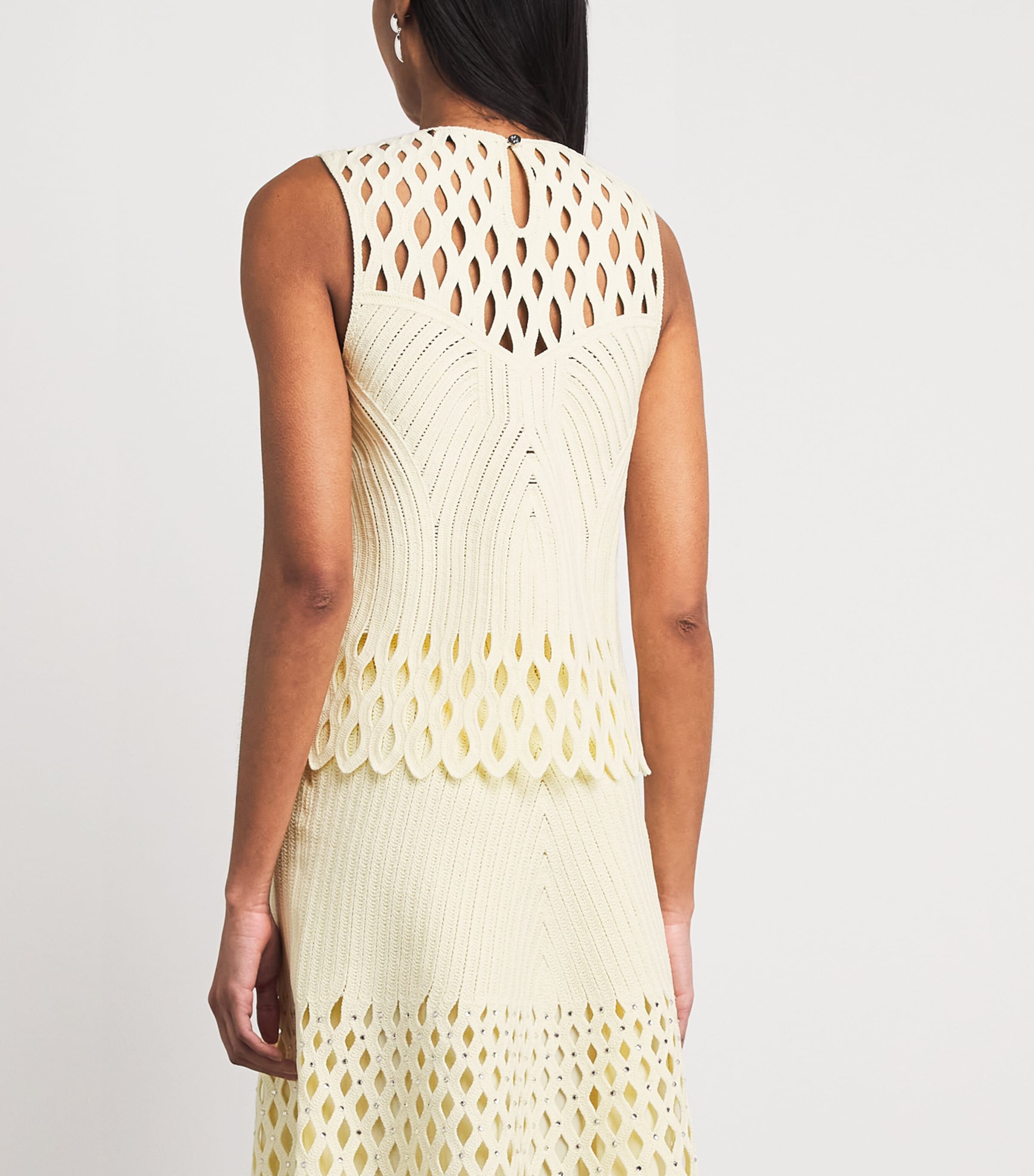 Maje Womens Embellished Crochet Top Pale Yellow Image 5